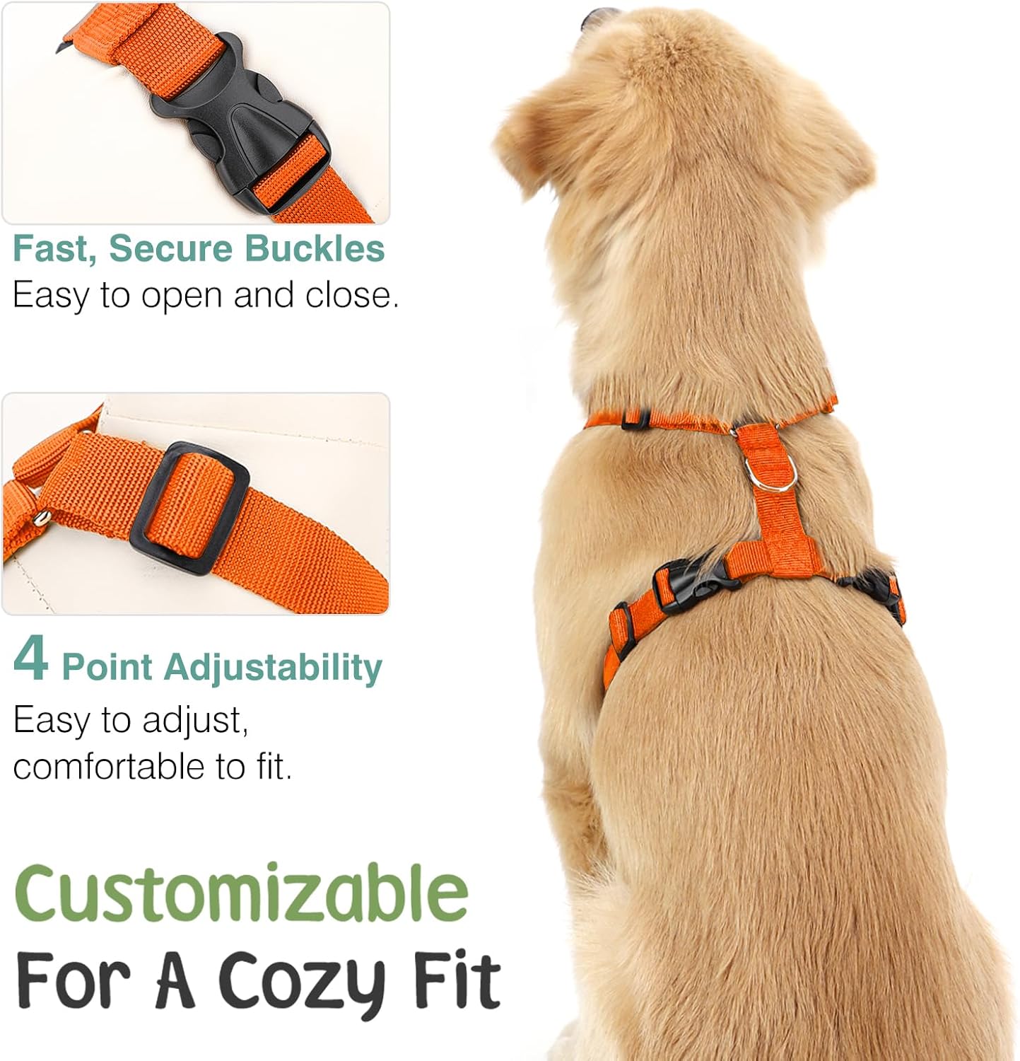 Dog Seat Belt, Safety Vest Dog Car Harness with Adjustable Buckle Dog Seat Belt for Vehicle Nylon Pet Safety Seat Belts Heavy Duty(XL, Orange)
