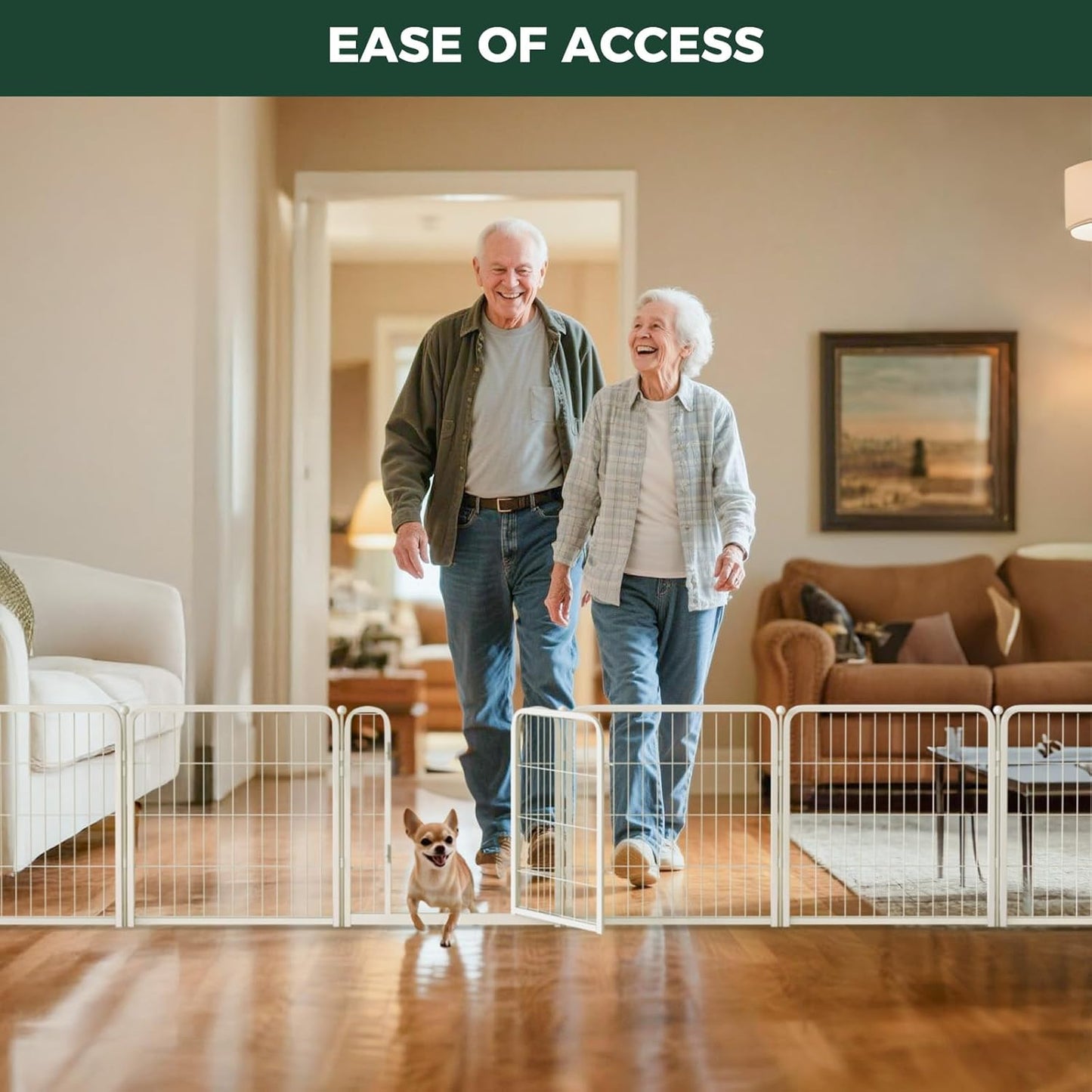 FXW Homeplus Unleashed Indoor Dog Playpen - Stress-Free and Safe Play, Heavy Duty 24 Inch 8 Wire Panels Dog Pen for Puppy and Small Dogs, White│Patented