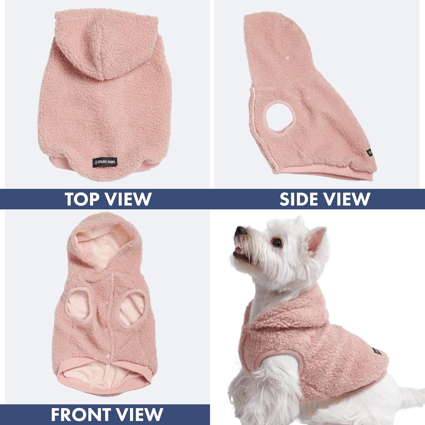 Spark Paws Teddy Dog Sweater, Sherpa Jacket Vest with Warm Fleece Lining, Winter Coat Suitable for Small Medium Large XL XXL Breeds - Pink - 3XL
