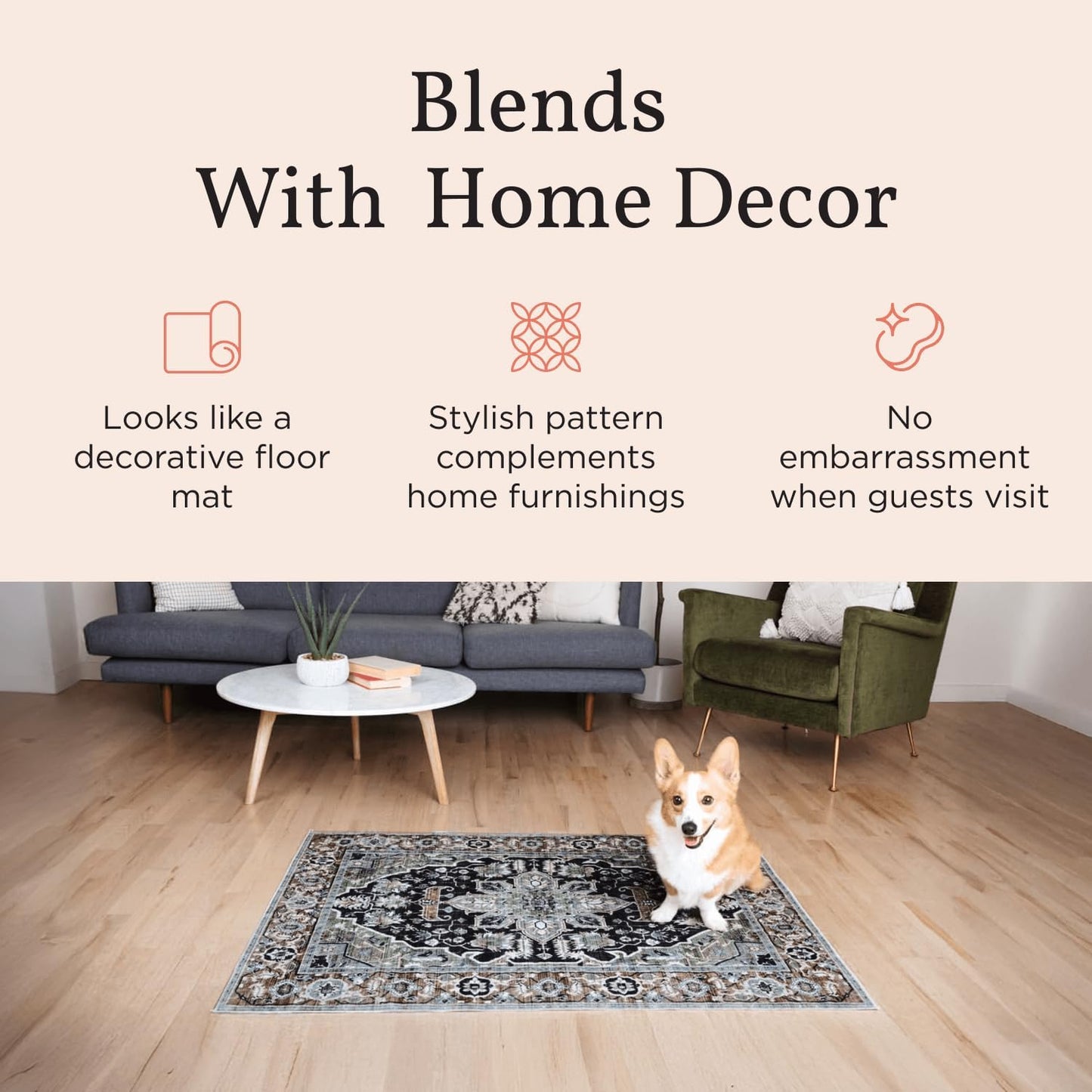 LOVEWAG Washable Dog Pee Pads, 24" x 36", 3 Waterproof, Non-Slip, Super Absorbent, Reusable Machine-Washable, 2-Pack (Peacock Garden)