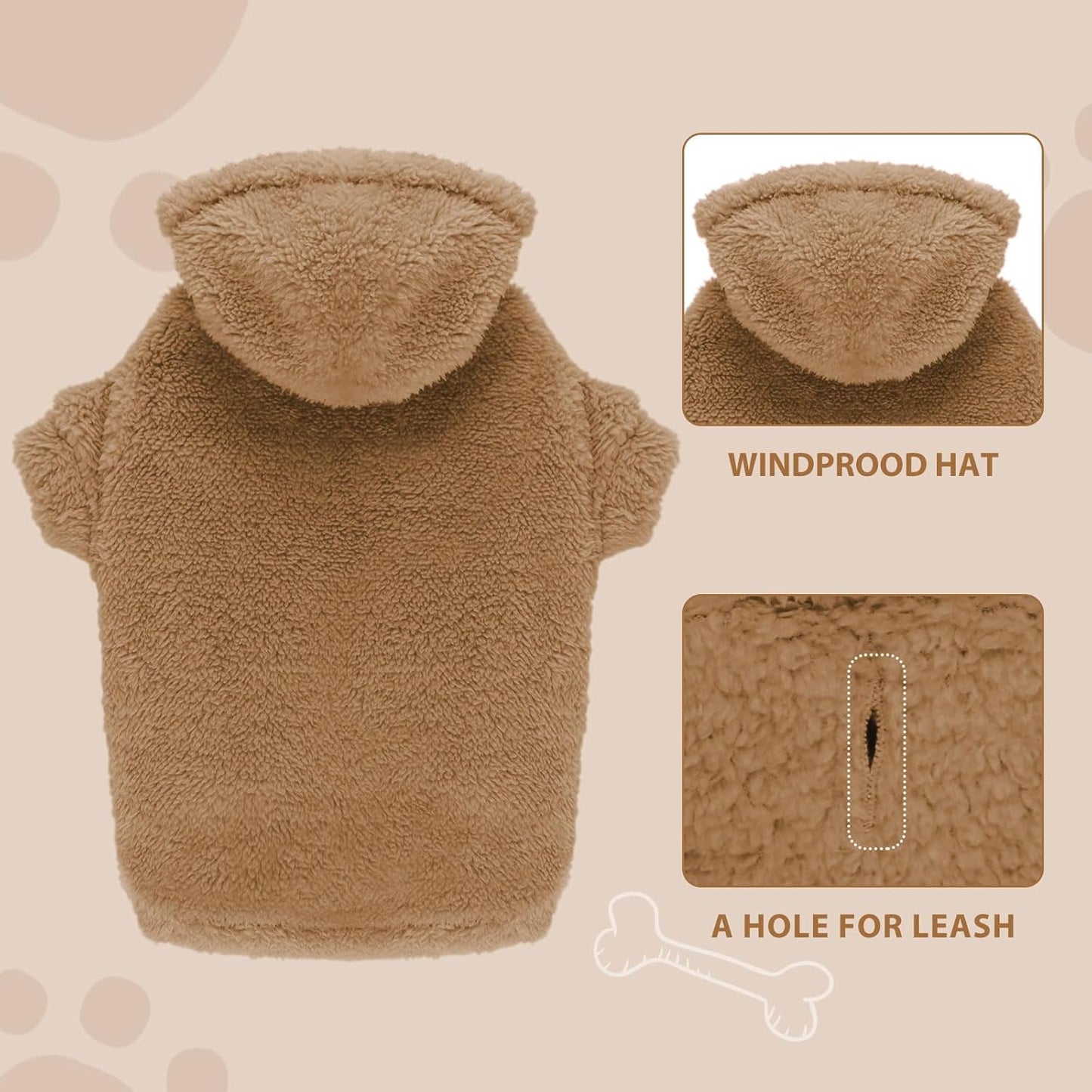 Fuzzy Dog Sweaters for Large Dogs Pet Hoodie Clothes Warm Soft Pet Coats Hooded Sweatshirt Dog Sweaters for Extra Large Dogs(Coffee-XXL)