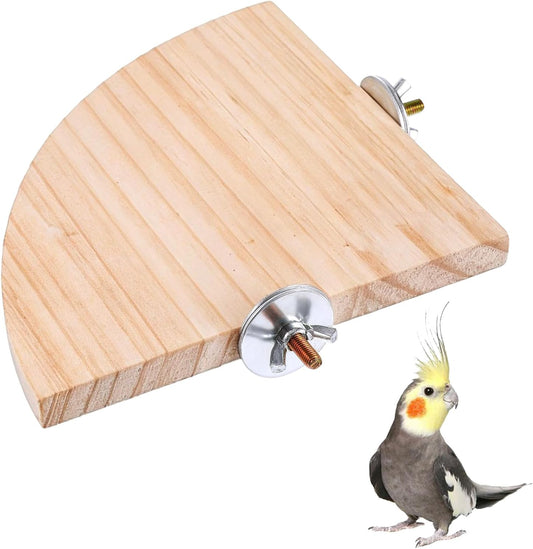 Bird Perch Platform Stand Wooden Parrot Perch Corner 5.9 Inches Fan Shape Playground Cage Accessories Parrot Stand Flat Perches for Bird Cages Corner Shelf for Birds Parrots Hamster Gerbil