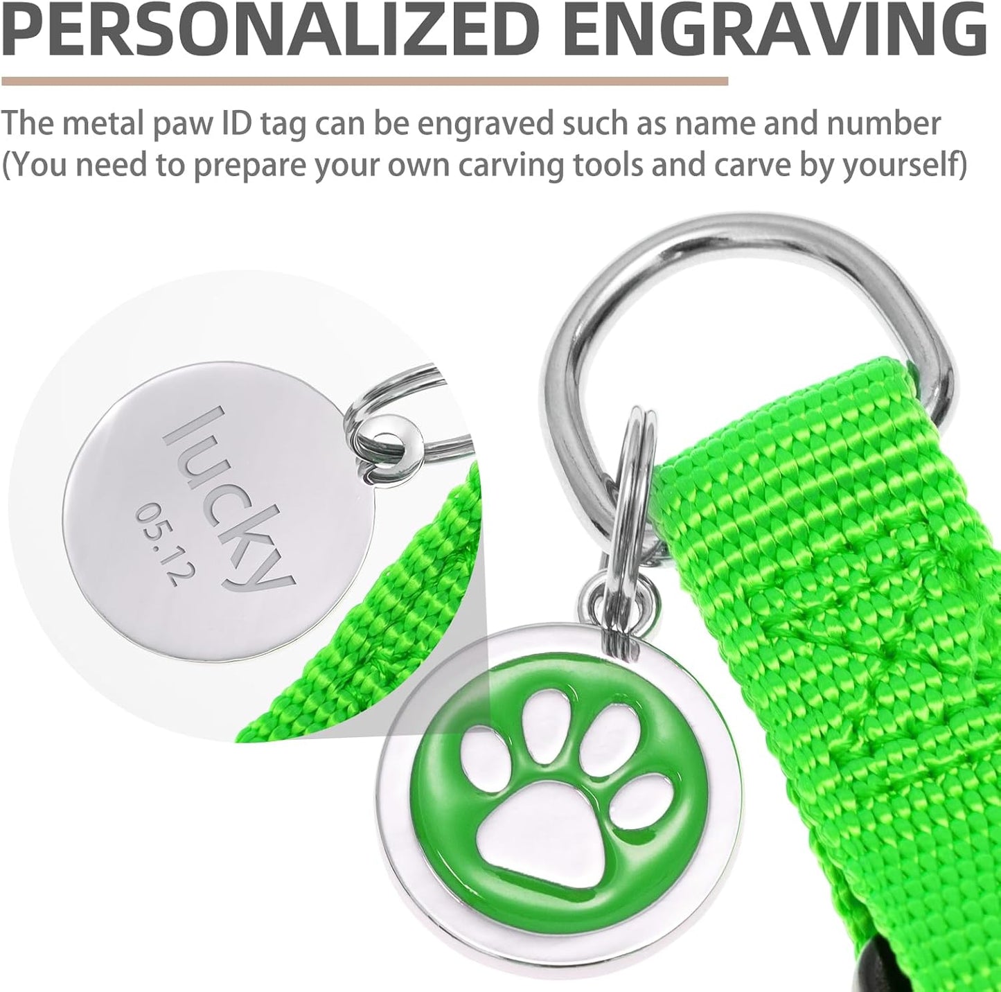 PUPTECK No Pull Dog Harness Soft Adjustable Basic Nylon Step in Puppy Vest Outdoor Walking with ID Tag, Green, M