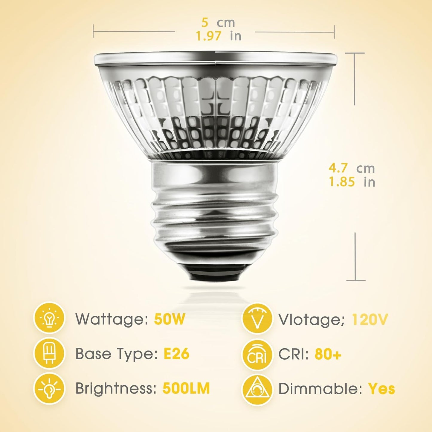 Briignite Reptile Heat Bulb 2 Pack, 50W UVA UVB Reptile Light Bulbs, Dimmable Heat Lamp Bulbs, Basking Light Bulb for Turtle, Beard Dragon Gecko Lizard Amphibians