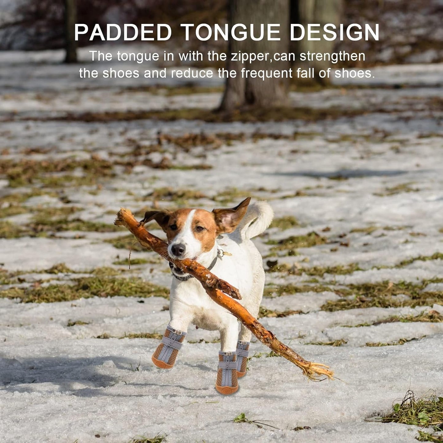 Dog Shoes for Small Dogs, Puppy Dog Boots & Paw Protector for Winter Snow Day, Summer Hot Pavement, Waterproof in Rain Weather, Ourdoor Hiking, Indoor Hardfloors with Anti Slip Sole 4PCS/Set