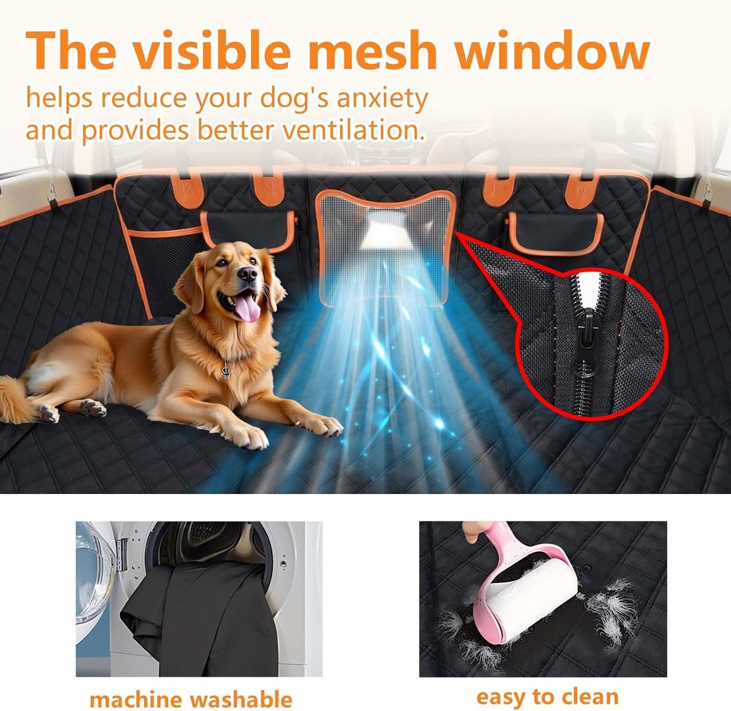 Back Seat Extender for Dogs,Dog Car Seat Cover for Back Seat with Hard Bottom Holds 500 lbs,Car Seat Protector,Waterproof Extender for Dogs,Dog HammockPet Bed for Full-Size Cars,SUVs, Small Trucks