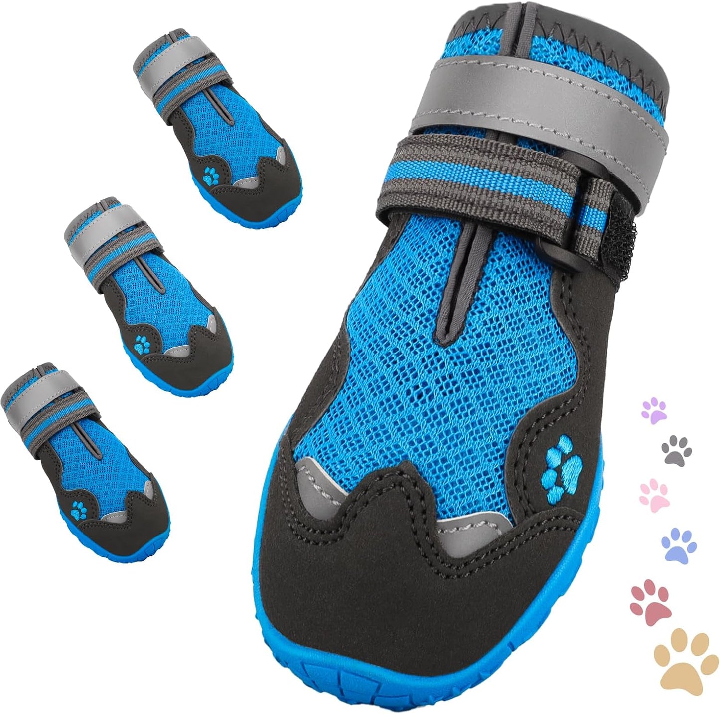 Dog Shoes for Large Medium Small Dog, Mesh Breathable Dog Shoes for Hot Pavement, Anti-Slip Dogs Boots Paw Protectors with Reflective for Outdoor Walking Indoor Hardfloors (Size 5)