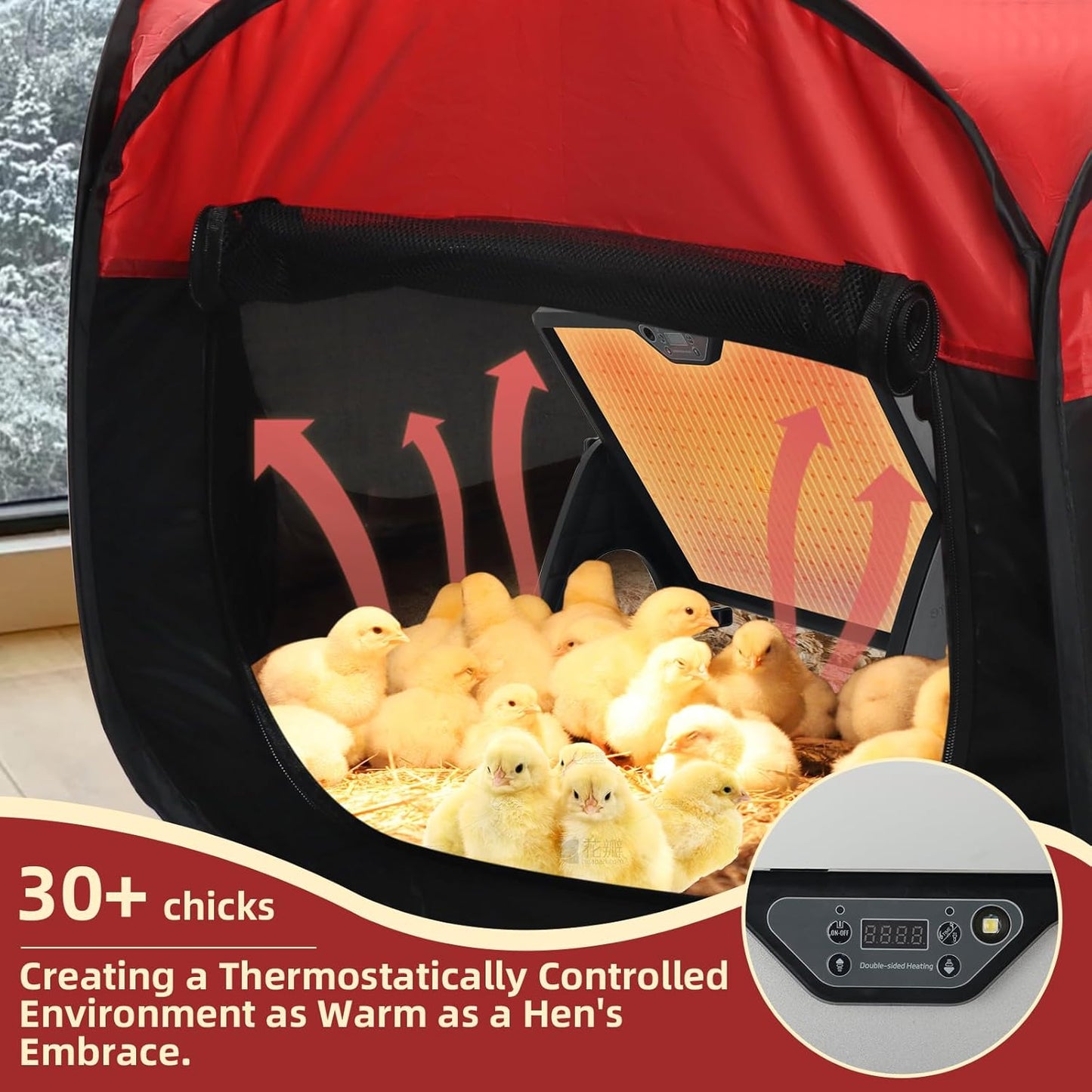 Chicken Brooder Box for Chick Starter Kit, 12.8 * 17.8 inch Large Brooder Heating Plate, Brooding Up to 30 Baby Chicks, Chicks Feeder＆Waterer, Nesting Pad, Perch, All-in-1 Chicken Brooder Set