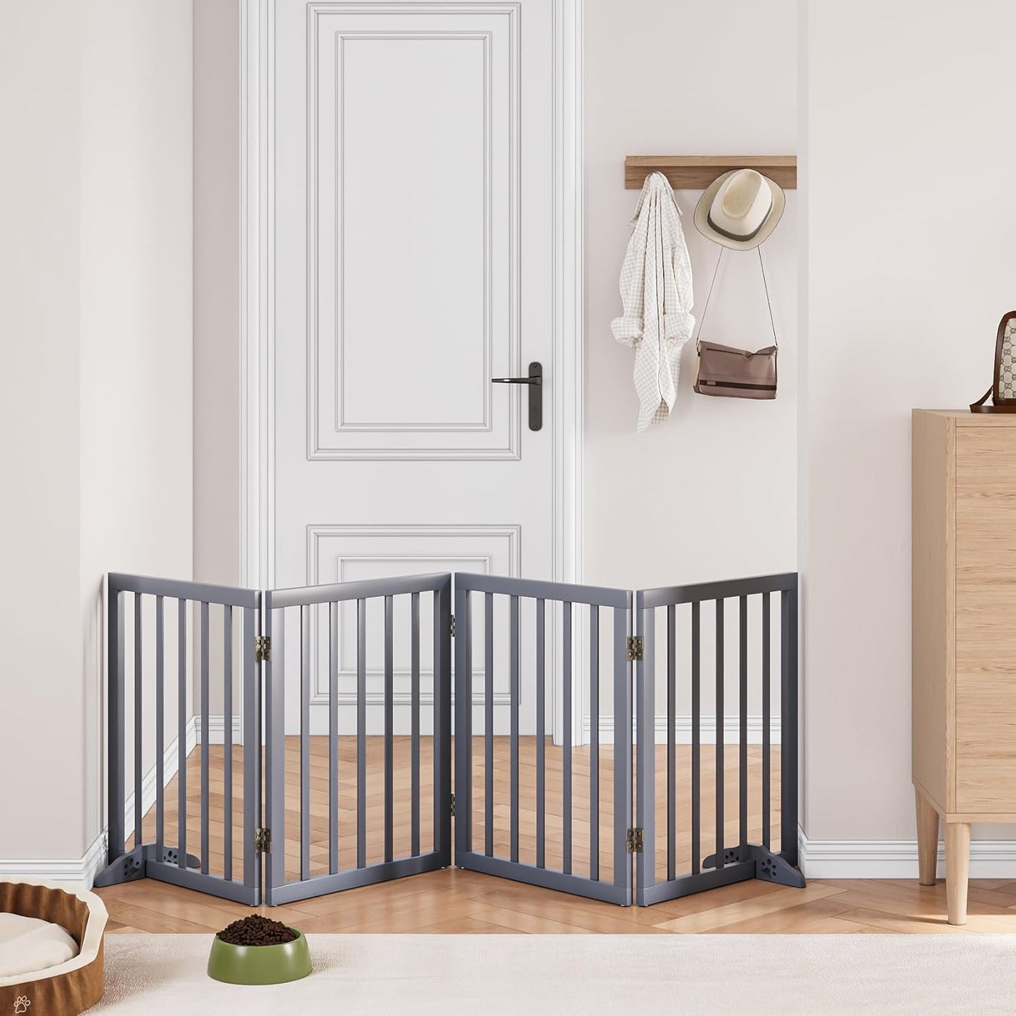 Dog Gates for Doorways 74-Inch Wide Freestanding Pet Gates for Dogs 24-inch Tall Dog Gates Indoor Stair House