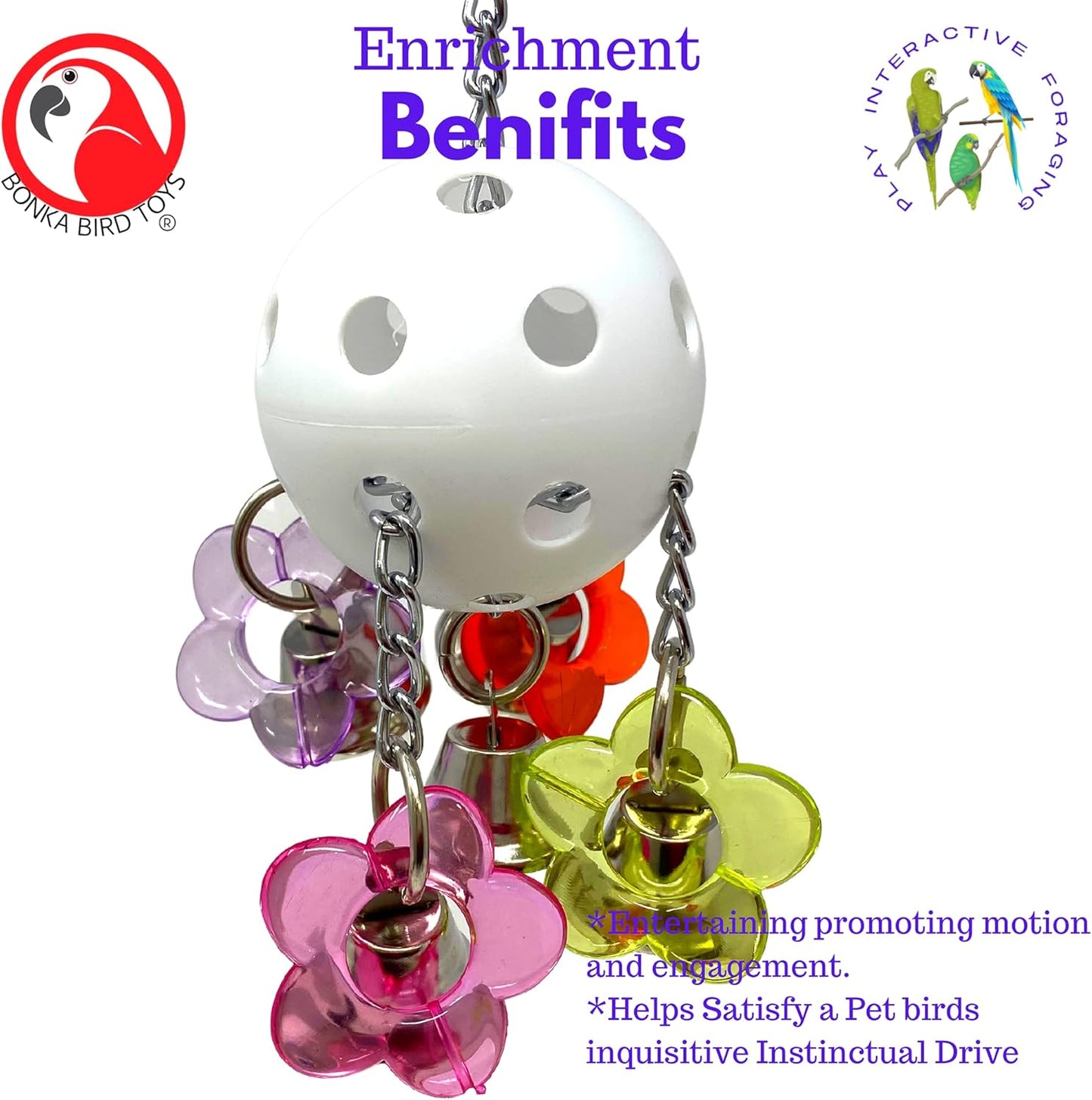 Bonka Bird Toys 1937 Bellpull Bird Toy Parrot Cage Toys Cages African Grey Conure Cockatiel.