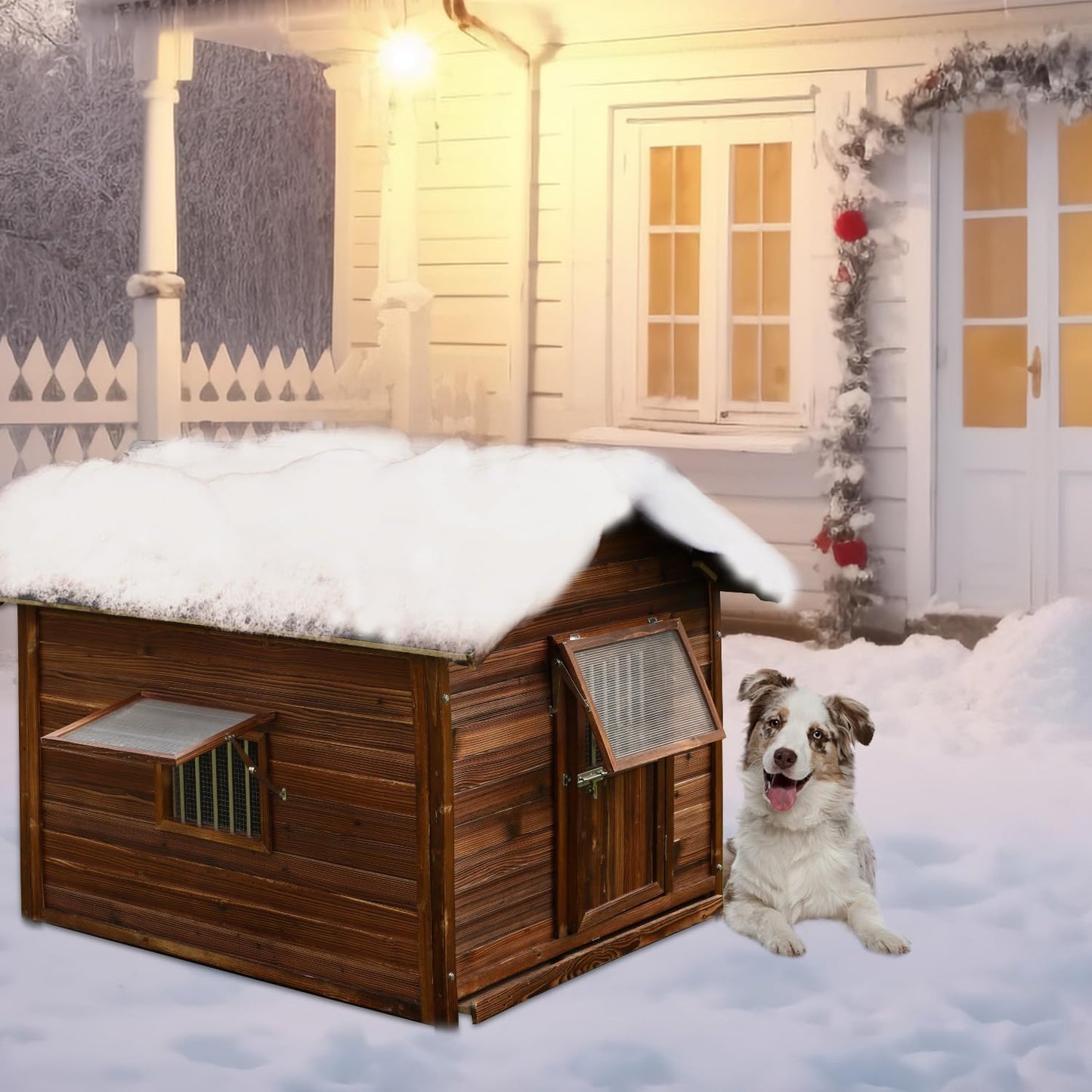Large Dog House Outdoor,Weatherproof Big Dog Kennel with Removable Floor&Roof,insulate Warm Dog House Outside, XXL Pet Houses, 2XL-42.51''(D) X34.64''(W) X41.33''(H)