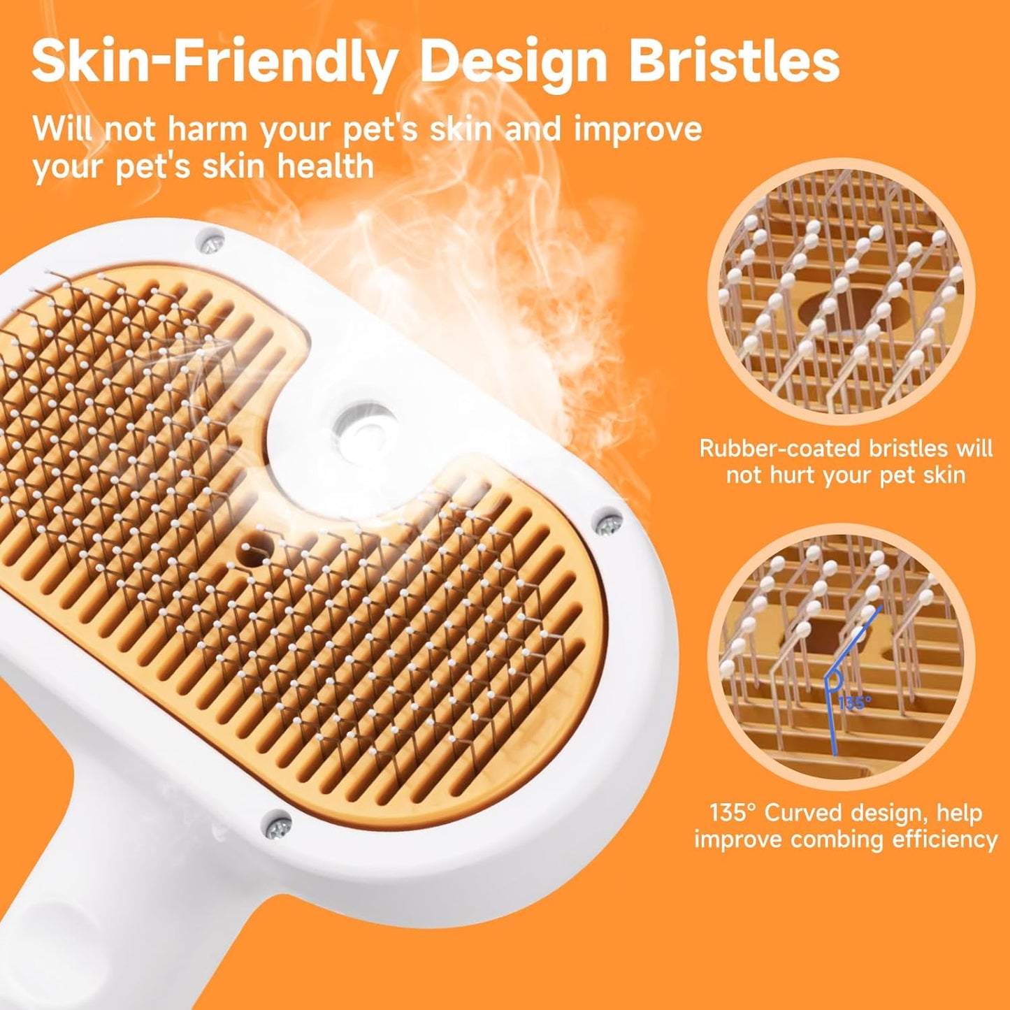 Pet Steam Brush for Dog & Cat – 3-in-1 Spray Hair Removal Comb for Shedding & Grooming – Water Brush for Long & Short Haired Pets – Includes Waterless Shampoo & Dental Wipes