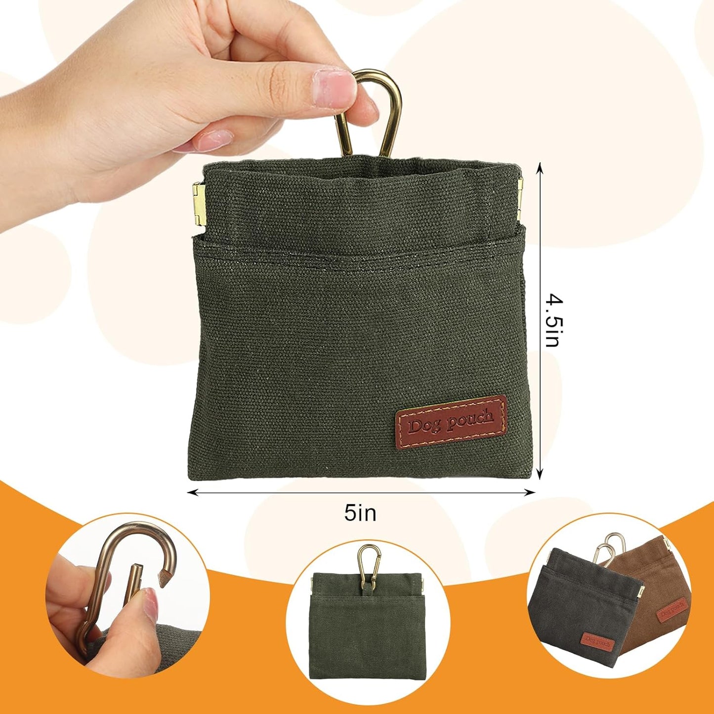 2PC Dog Treat Pouch,Dog Training Treat Reward Bag,Portable Puppy Hand Free Dog Walking Bag,Auto Closing Dog Food Dispenser,Behavior Aids for Puppy Travel or Outdoor(Green+Grey)