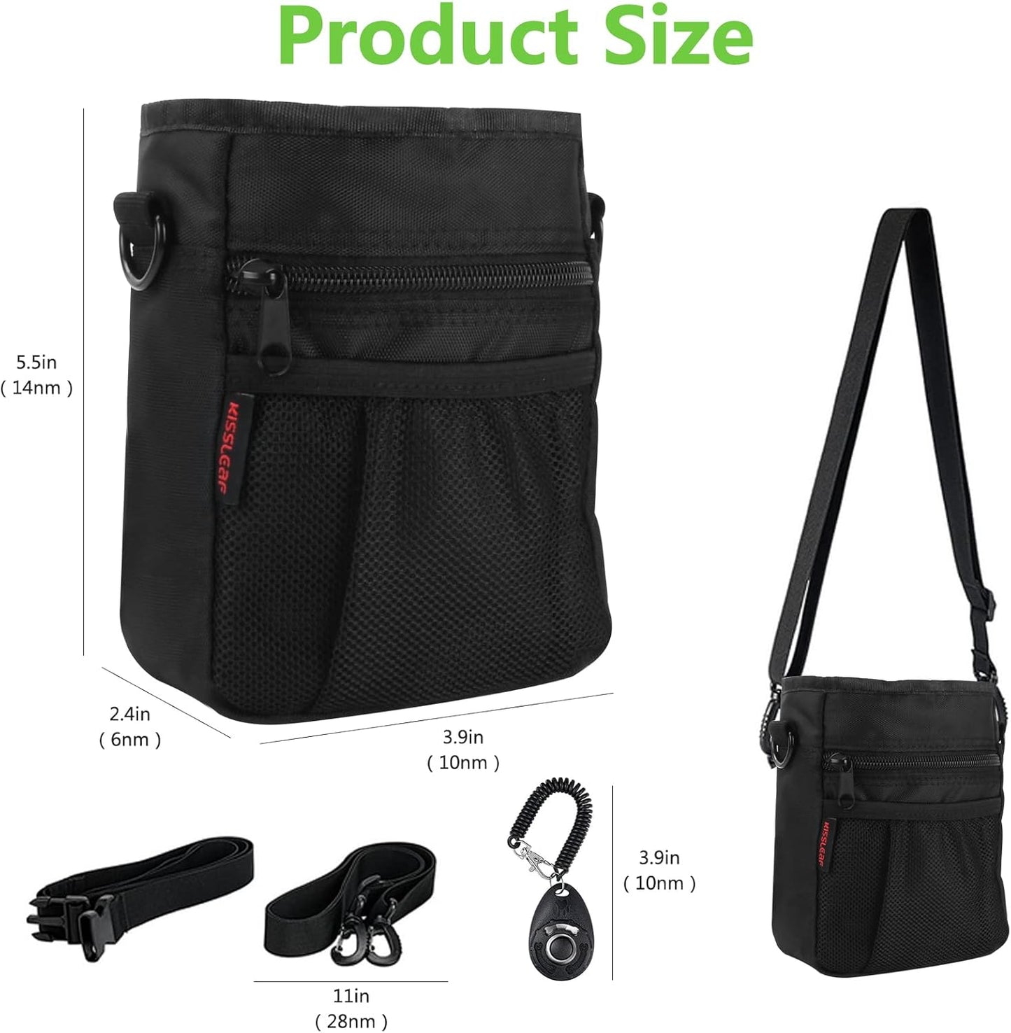 Dog Treat Pouch with Magnetic Closure, Treat Pouches for Pet Training, Large Dog Treat Training Pouch and Dog Clicker, Dog Training Treat Pouch Built-in Poop Bag Dispenser, Hands-Free Snack