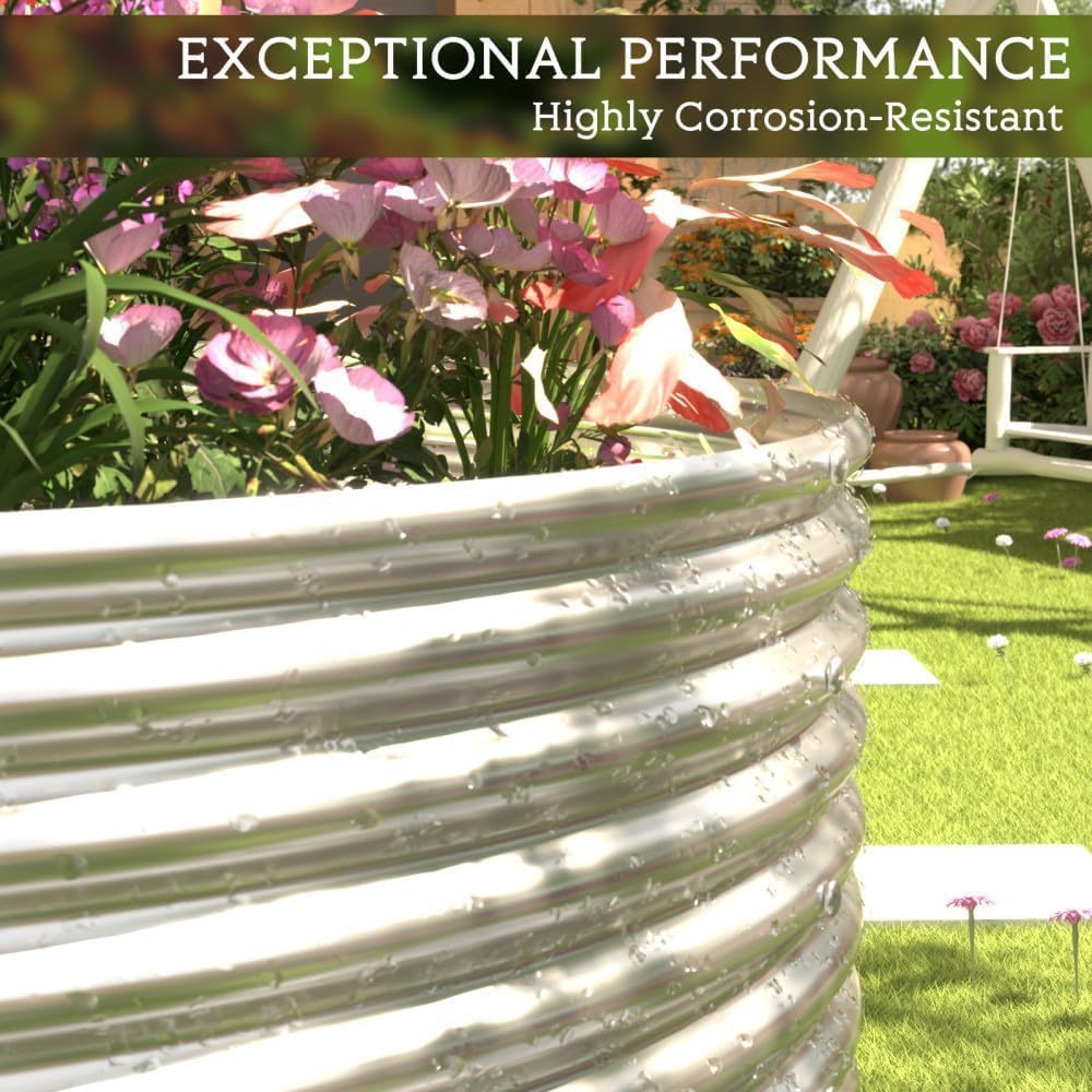 FRIZIONE 2pcs Tall 4x2ft Galvanized Raised Garden Bed Outdoor,Steel Garden Bed for Vegetables,Above Ground Garden Box for Flower,Metal Raised Beds for Gardening