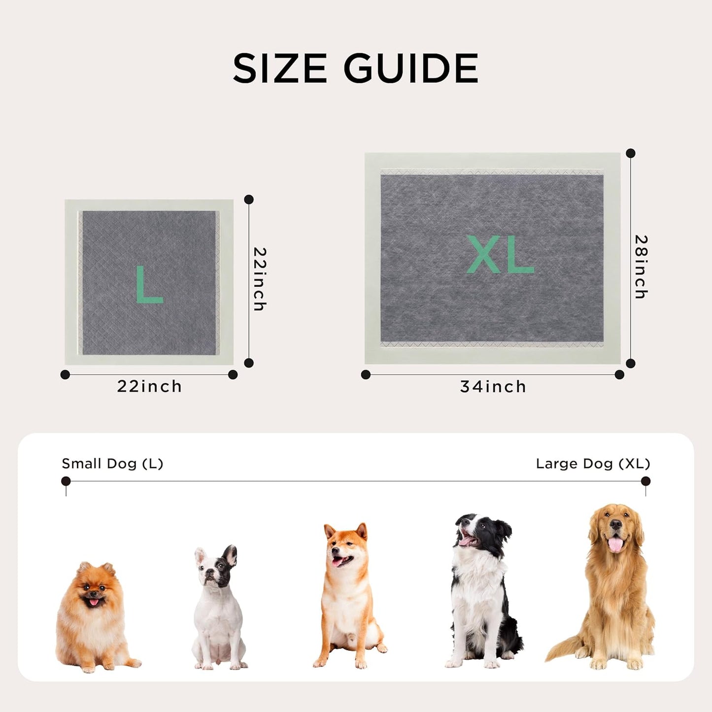 Bedsure Dog Pee Pads Extra Large, 28" x 34" Puppy Pads 30 Count, Super Absorbent & Leak Proof, XL Training Pads Quick Dry Thicken Dog Potty Pad with Odor-Control Activated Carbon & ECO Green Material