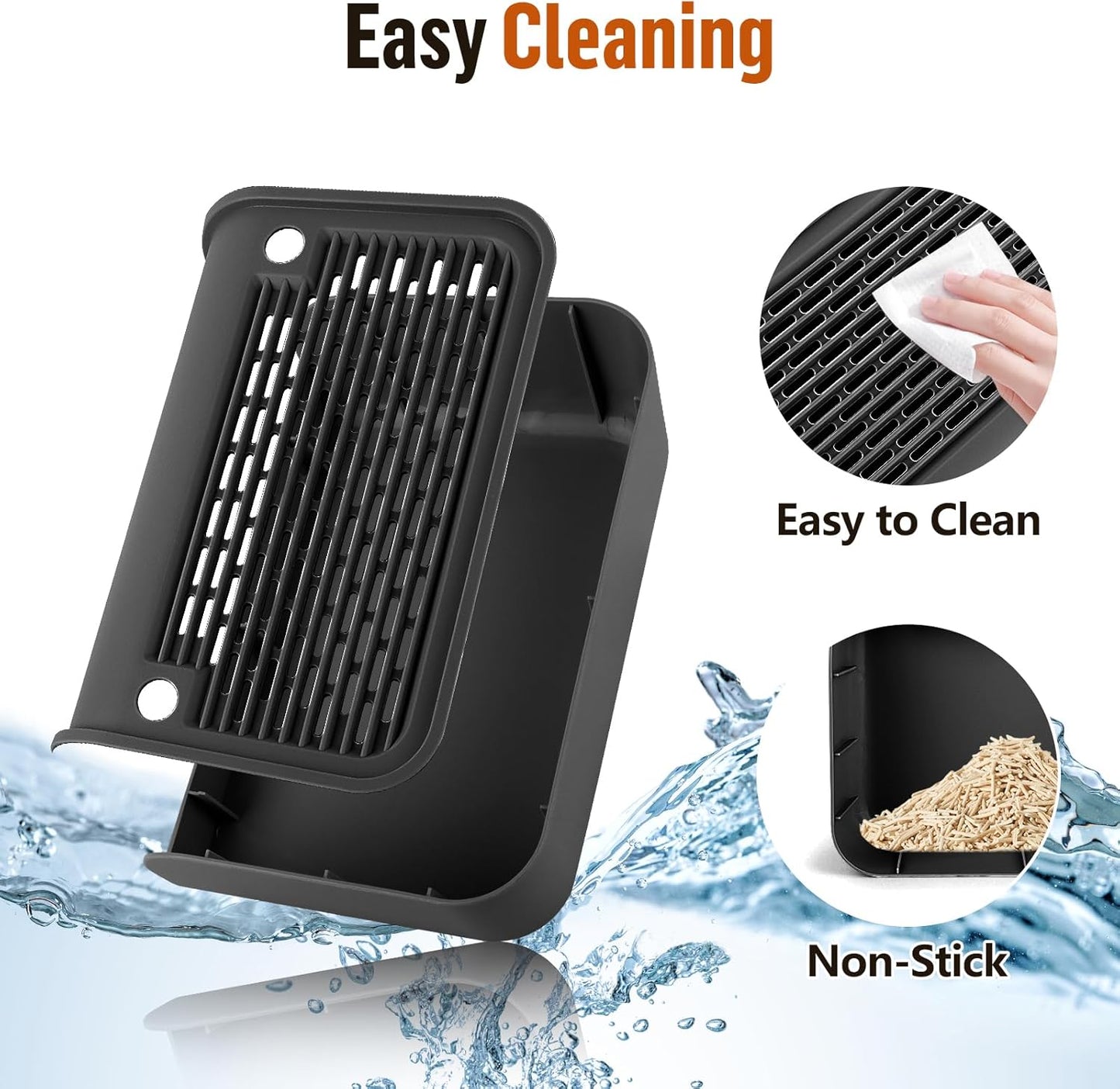 Cat Litter Box Step, Cat Litter Box Ramp Mat with Filter Function for Self-Cleaning Cat Litter Box, Easy to Clean, Cat Pedal Step Stool Ideal for Kitten & Elderly Cats (Black)