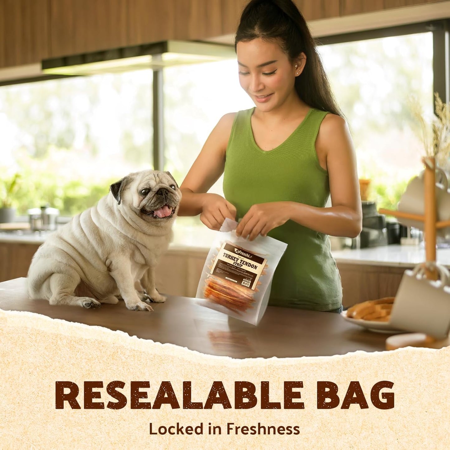 AFreschi Turkey Tendons for Dogs, USA-Sourced, Healthy Dog Treats, Rawhide-Free Puppy Chews, Long Lasting, All Natural, Hypoallergenic Dog Treats for Large Breeds, 10 oz Pack Variety (L)