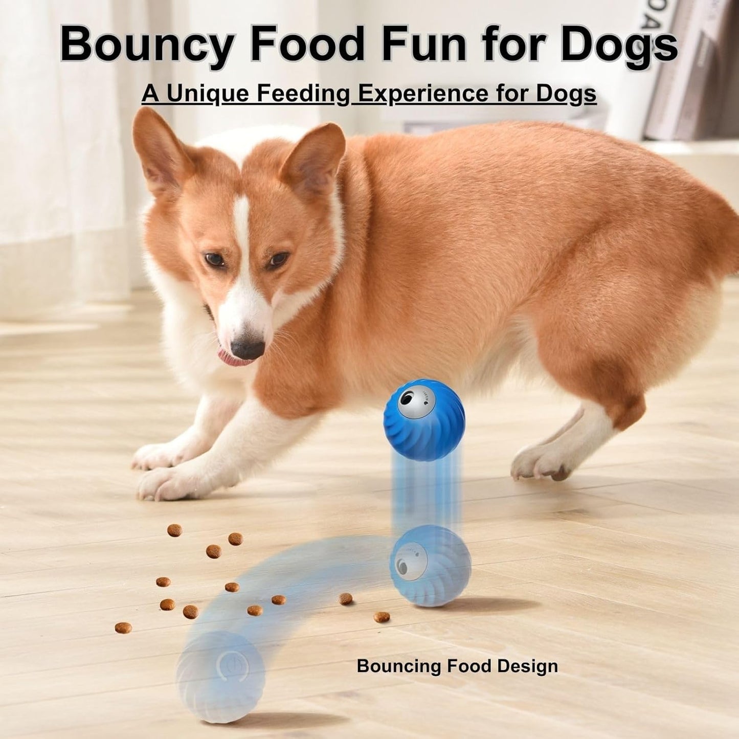 Zoomie Buddy 2.0, Zoomie Buddy for Dogs, 2 in 1 Smart Touch Interactive Dog Balls ＆ Pet Feeder, 2.83" Diameter, Suitable for Small/Medium Dogs, with Fruit Plush Cover (Blue, Bayberry)