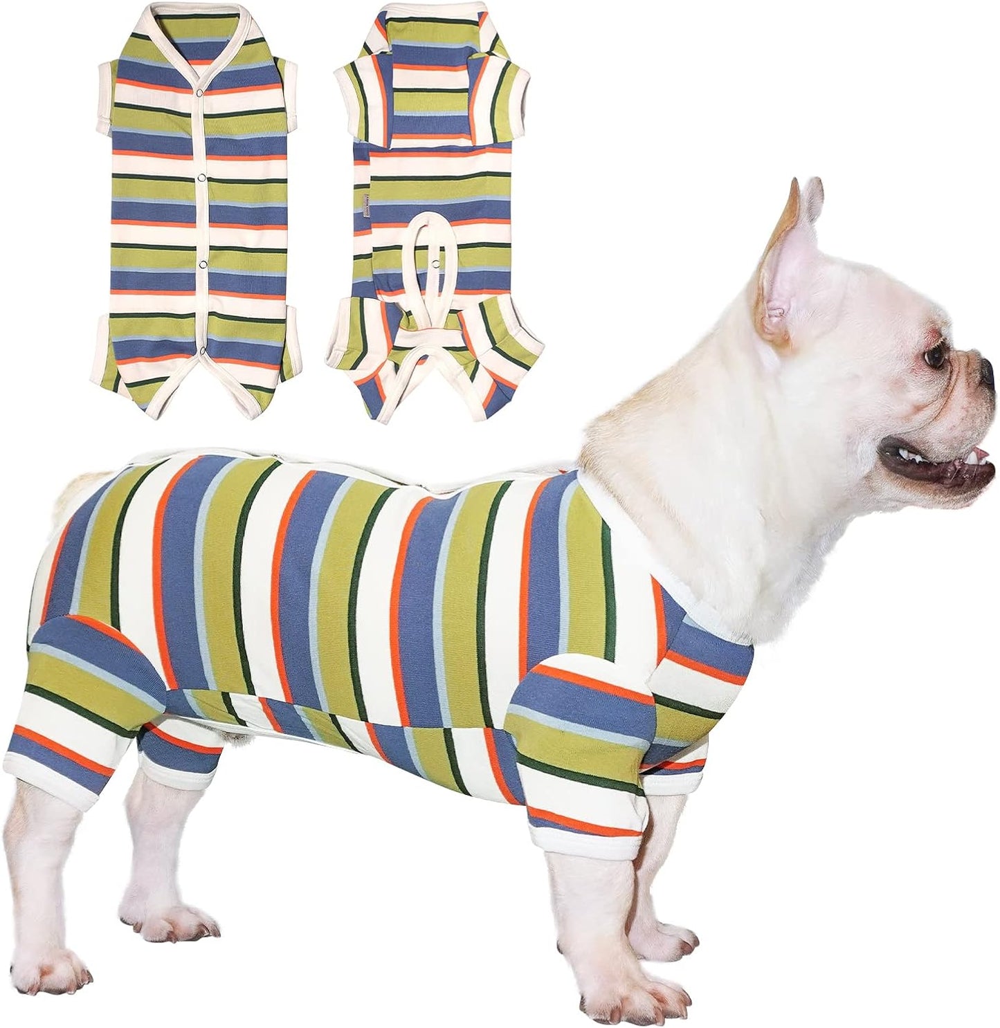 TONY HOBY Dog Pajamas, Dog Jumpsuit, Colorful Dogs Shirt, Dogs Surgery Recovery Suit for Small Medium Breeds (Blue&White, Boy, S)