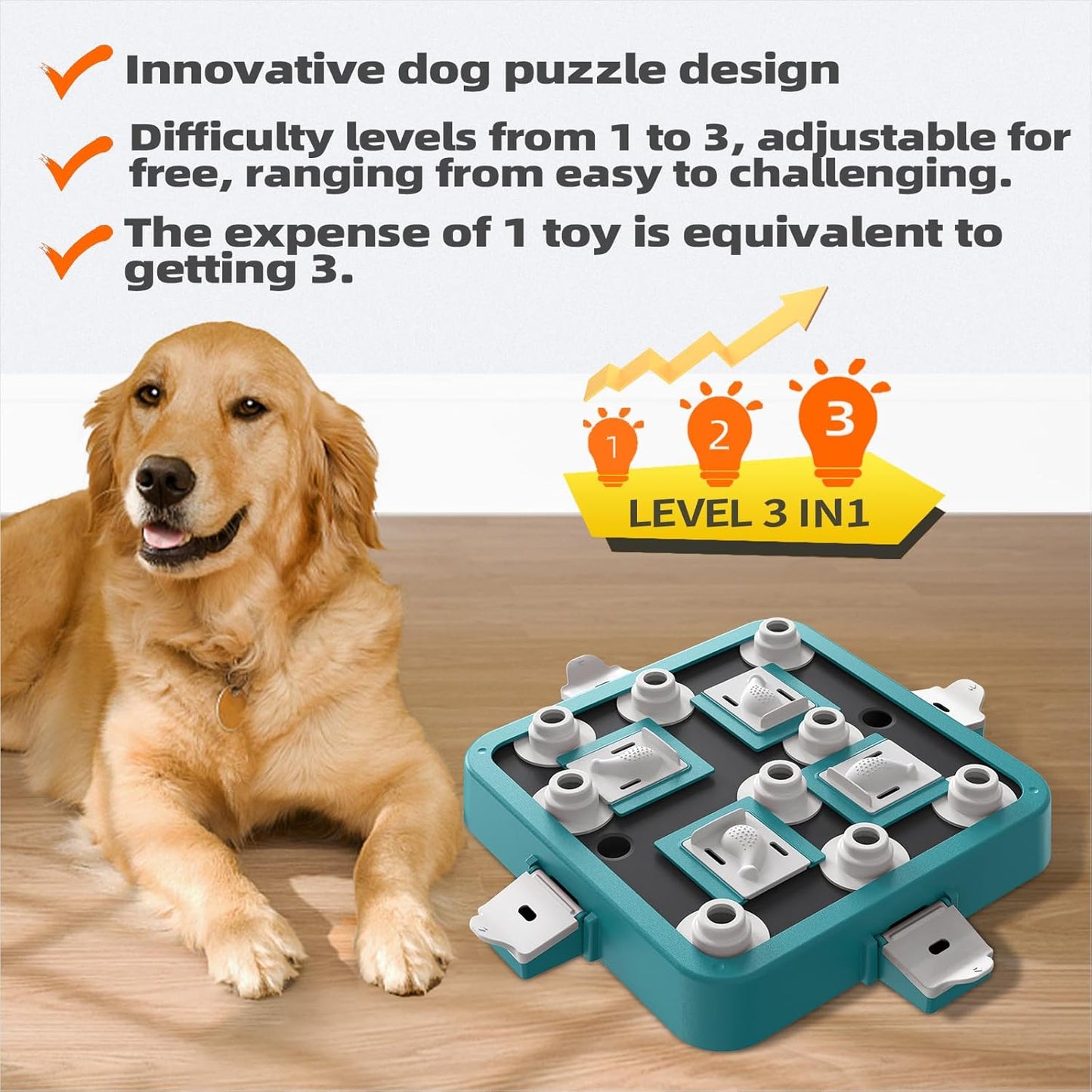 Dog Puzzle Toy Mental Stimulation - Level 3 in 1 Dogs Food Feeder Puzzle, Dog Treat Puzzle Feeder (Advanced-Mars Green Board)