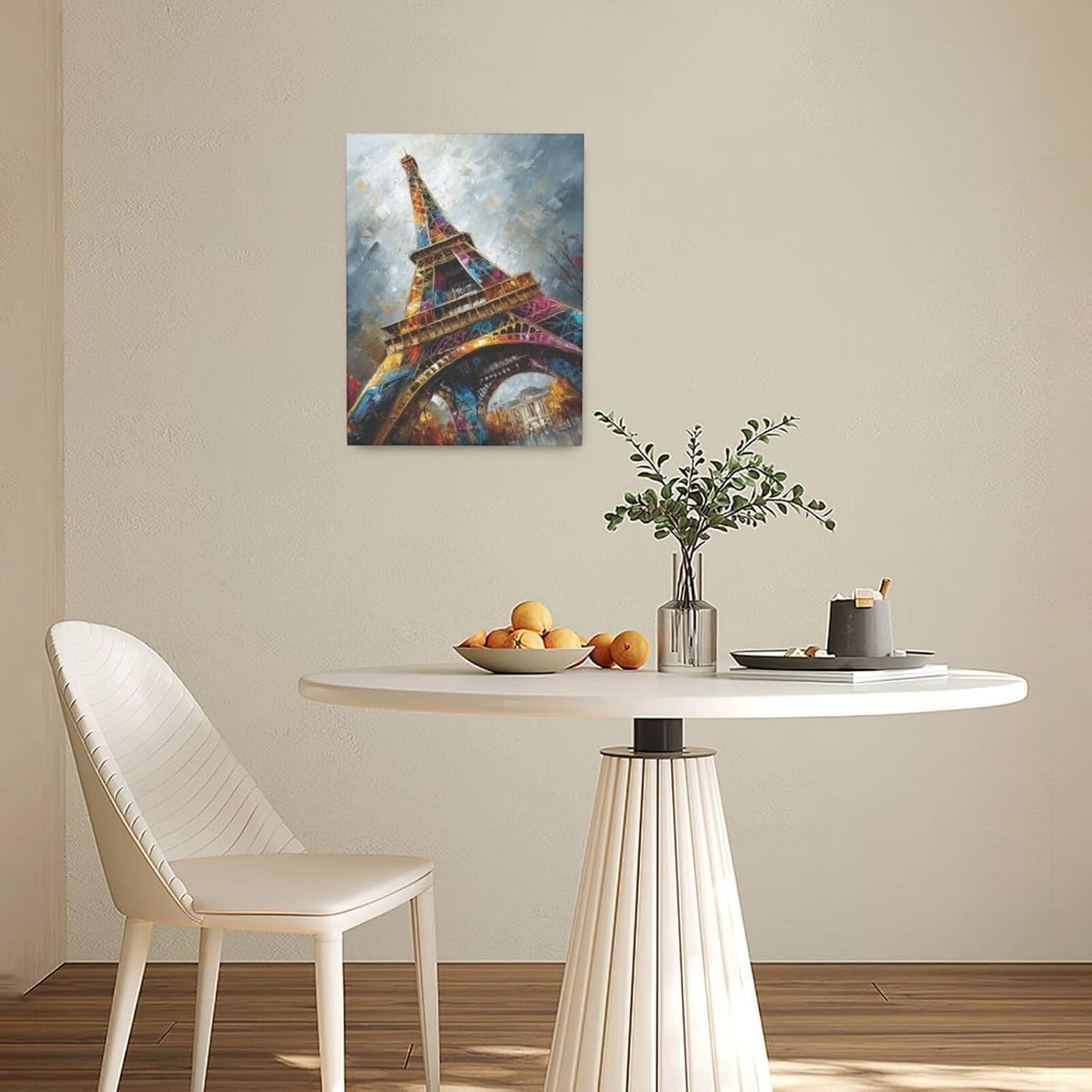 Paris Eiffel Tower Wall Art Paris Architecture Canvas Wall Decor Europe City Eiffel Tower Pictures Painting Print Artwork Framed Decorations Gifts for Living Room Bedroom Office 12"x16"