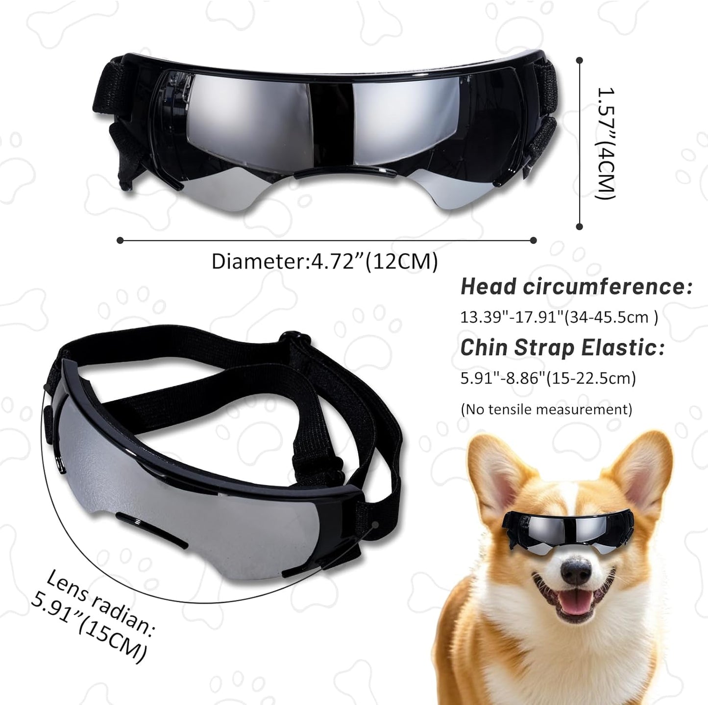 NVTED Dog Cat Goggle Sunglasses Small Breed, Puppy Windproof Anti-UV Glasses Adjustable Lightweight Anti-Fog Doggie Goggles for Small Dogs Cats Rabbits - Silver