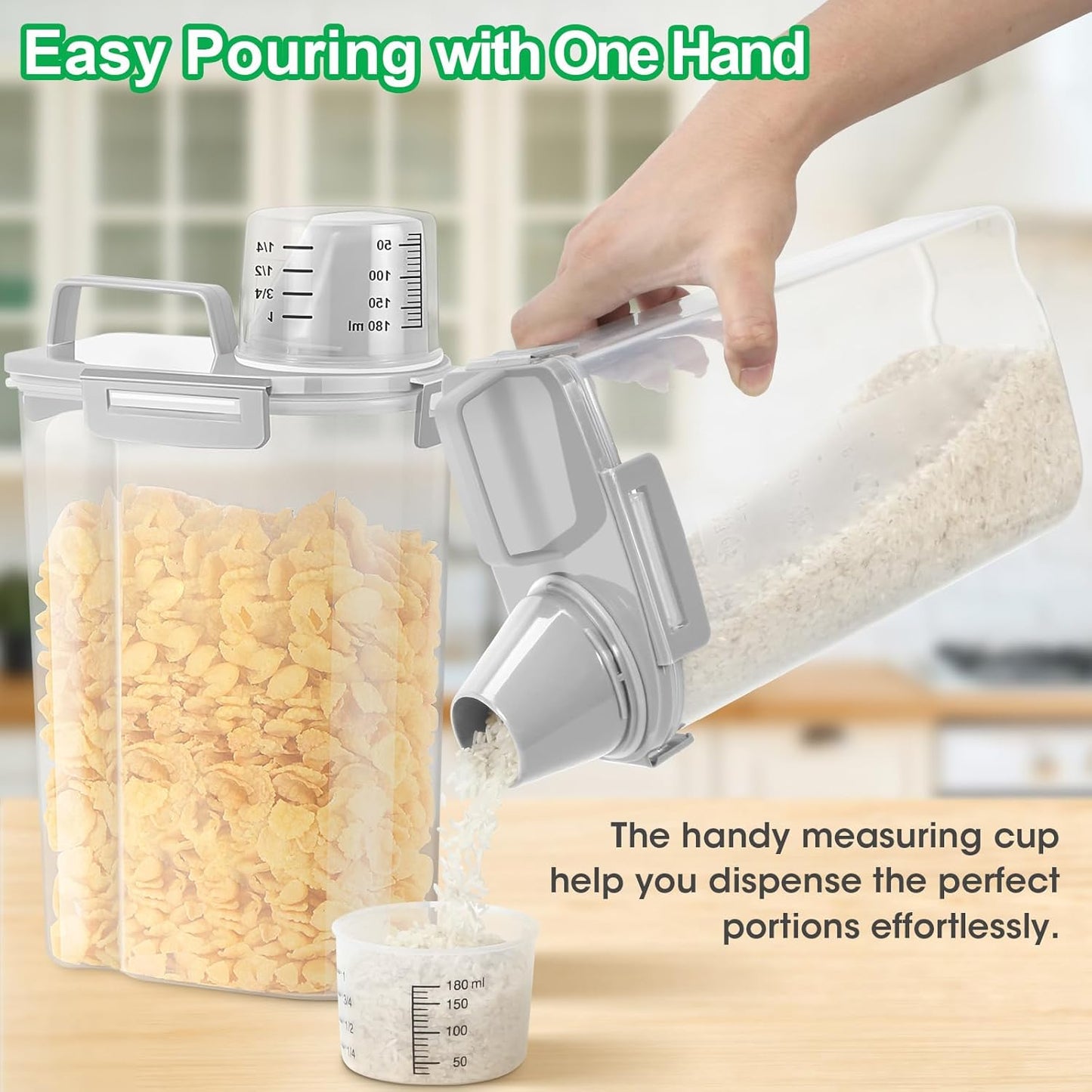 TBMax Rice Container 2 Pack 5 Lbs, Small Pet Dog Cat Food Container Dispenser, Kitchen Cereal Storage Container with Cup, Perfect for Daily Use, Travel, and Portion Control