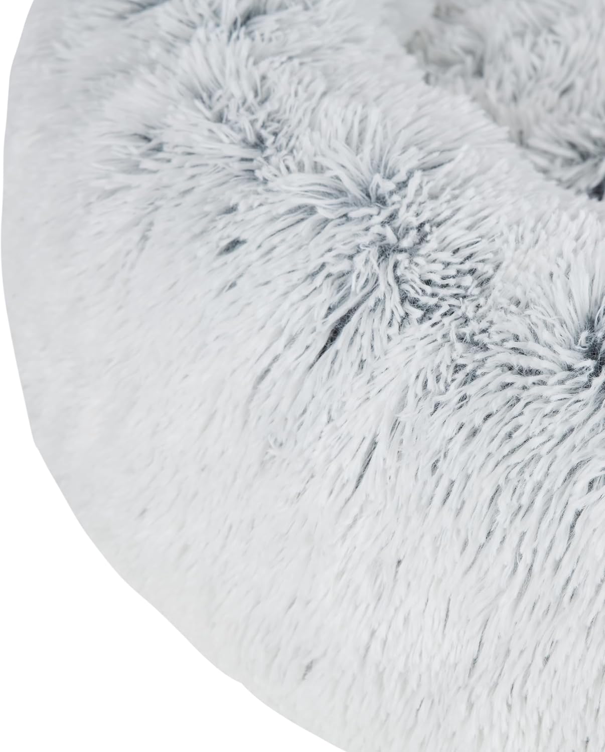 Best Pet Supplies Round Donut Dog Bed with Plush Faux Fur Fabric, Calming, Anti-Anxiety Cushion for Indoor Pets, Slip-Resistant Base, Soft Ergonomic Support - Light Warm Gray, 20x20x6''