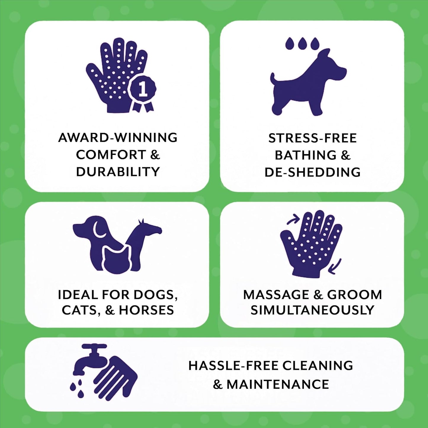 H HandsOn Pet Grooming Gloves - Patented #1 Ranked, Award Winning Shedding, Bathing, & Hair Remover Gloves - Gentle Brush for Cats, Dogs, and Horses (Black, Junior)