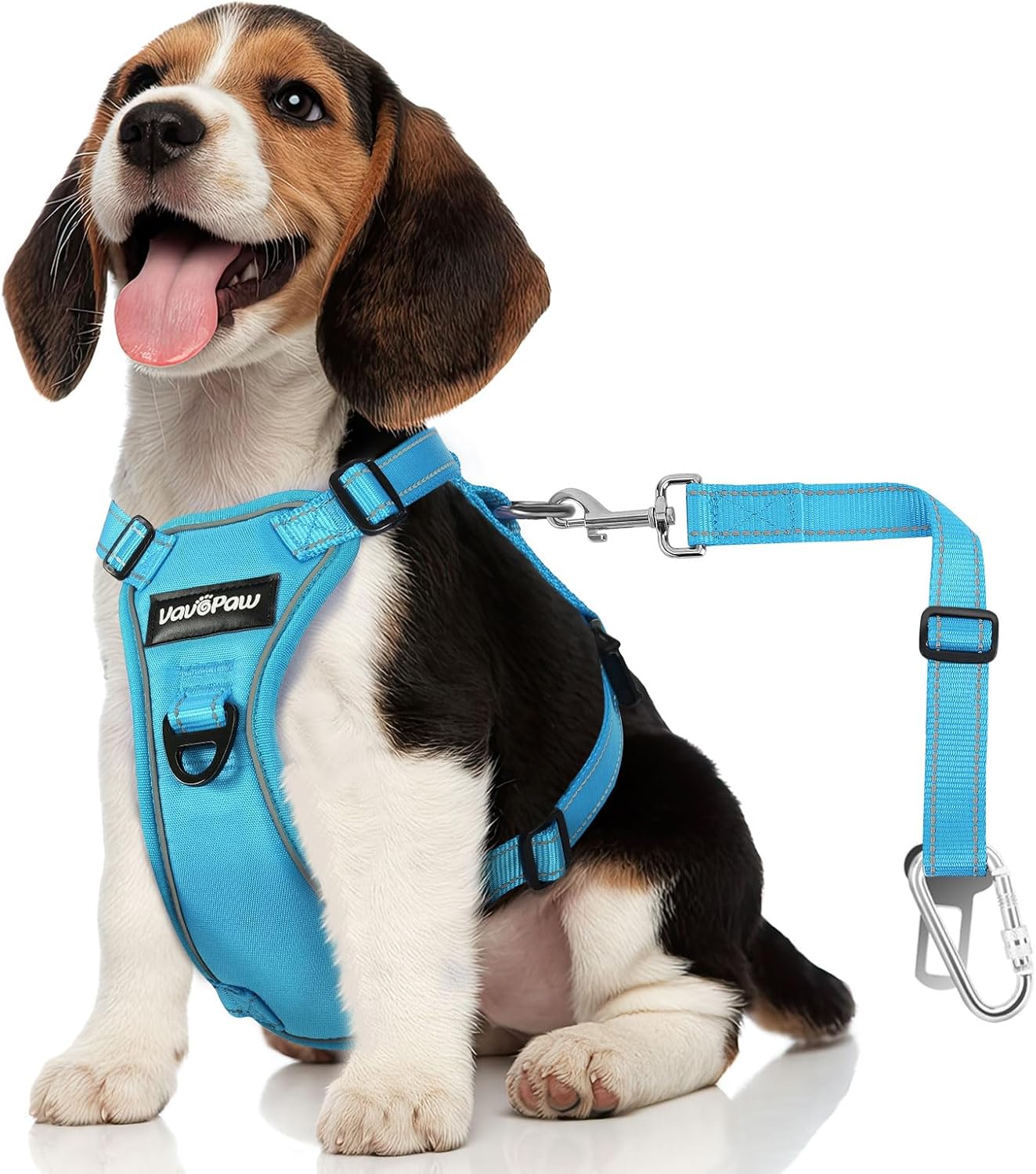 Dog Seat Belt Harness for Car, Dog Car Harness Adjustable Mesh Breathable & Dogs Seatbelt Safety Tether with Elastic Bungee for Small Medium Large Pets(Blue, S)