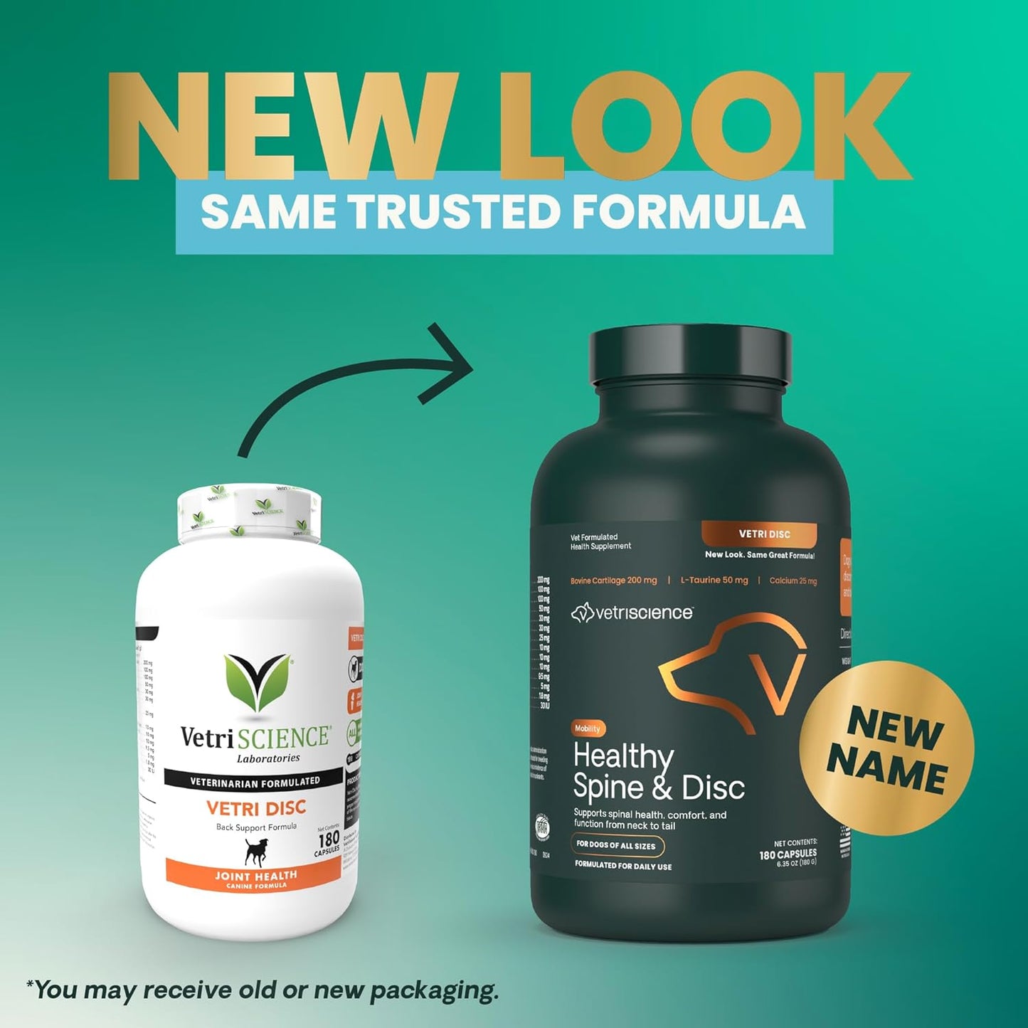 VetriScience Healthy Spine & Disc Easy-Open Capsules, Back & Spinal Support Chondroitin & Taurine Supplement for Dogs, Perfect for Dachshunds, Corgis, Frenchies & More, 180 Count