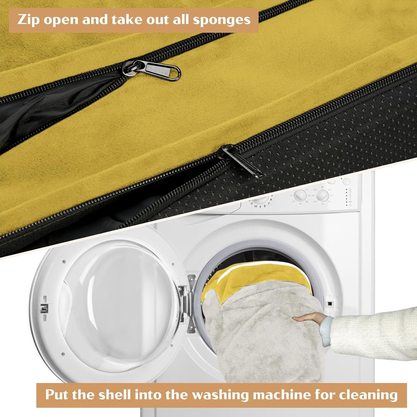 Comfort Expression Medium Dog Beds Waterproof Orthopedic Foam Dog Sofa Beds for Medium Large Dogs Comfy Pet Bed with Washable Removable Cover & Non-Slip Bottom(Medium,Spicy Mustard)