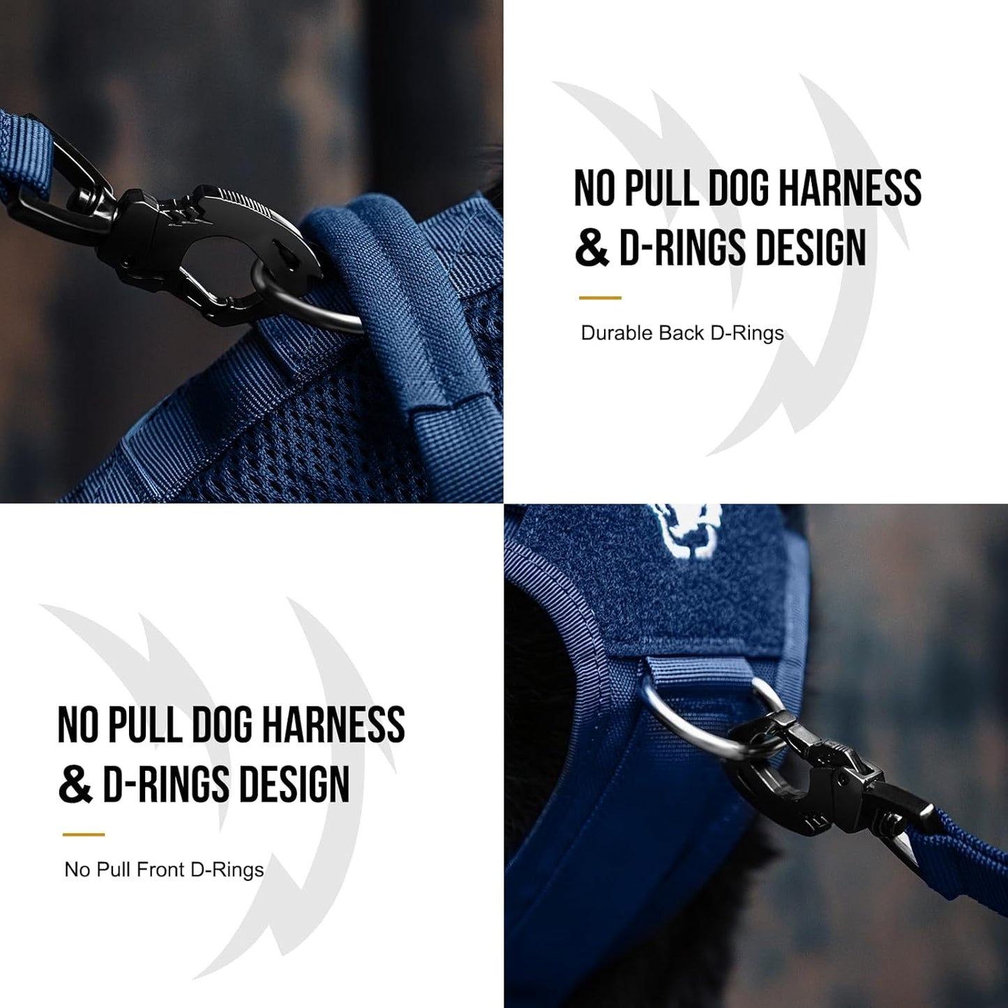 OneTigris Tactical Dog Harness for Small Medium Large Dogs, Mesh Design Service Dog Vest Breathable Military Dogs Molle Vests with Handles, Harness for Walking Hiking Training (Blue, L)