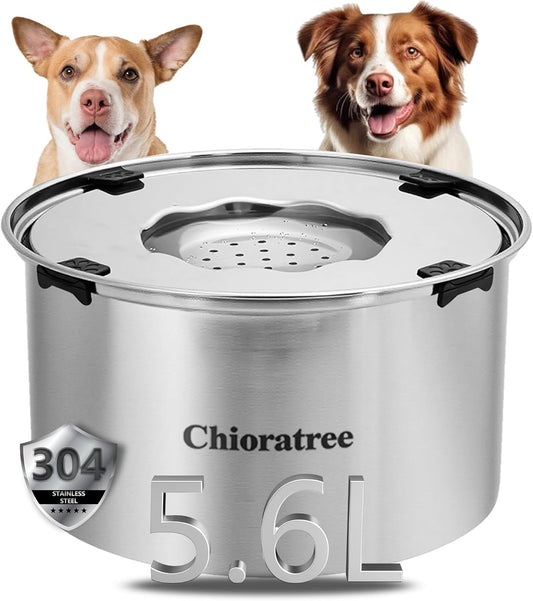 Dog Water Bowl No Spill,5.6L/1.5Gal Large Spill Proof Water Bowl for Dogs,Stainless Steel Slobber Stopper Slow Drinking Dog Bowl Anti Splash Pet Water Dispenser for Messy Drinkers