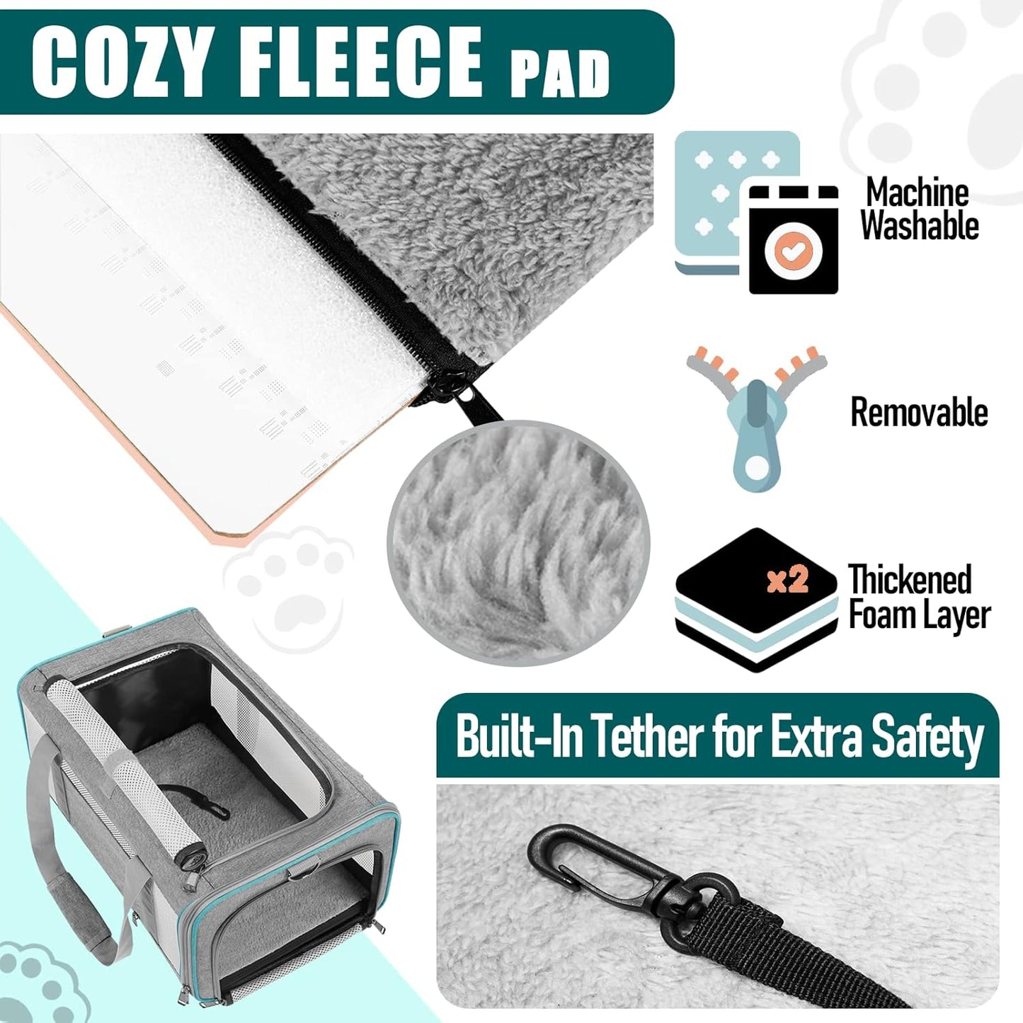 Pet Carrier for Large Cats 20 lbs+ / Soft Sided Small Dog Travel Carriers Top Load/Collapsible Carrier Bag for Big Cat / 2 Kittens Sturdy Transport Carriers Long Trips/Medium Cats 15 pounds