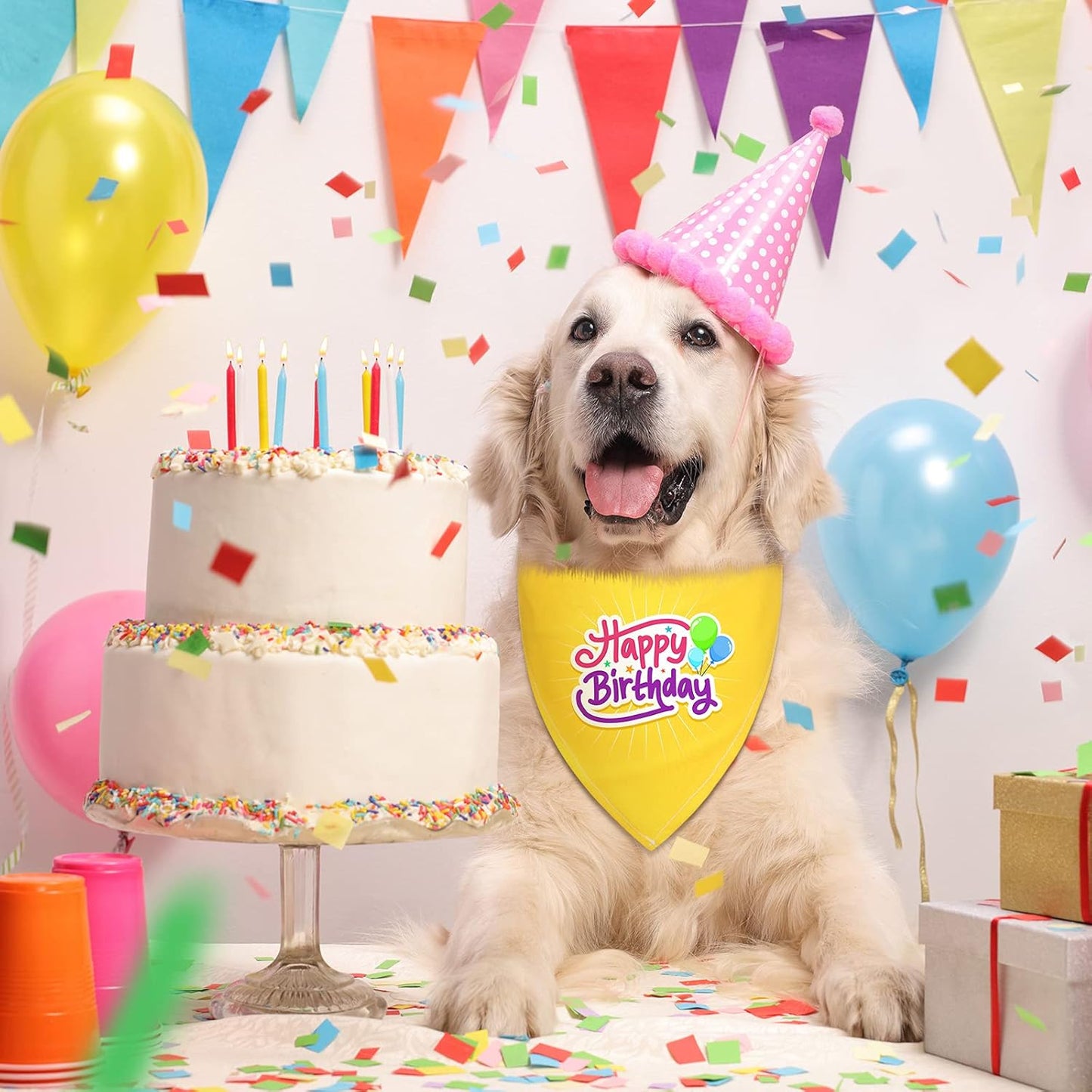 Frienda 12 Pcs Plain Dog Bandanas Blank Puppy Adjustable Triangle Solid Color Dog Bandanas Multicolor Puppy Scarf Heat Transfer Washable Handkerchief(64 x 43 x 43 cm,Vivid Color)