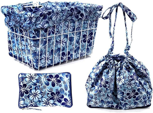 Cruiser Candy Bike Basket Liner Waterproof, Universal Fit for Most Bike Baskets, Stylish 2in1Tote, Bike Basket Cover, EBiKE Front Wire Or Wicker Bike Baskets Fits Up to 15x12x10