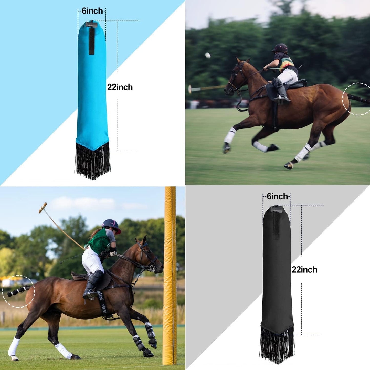Horse Tail Bag - Pack of 2, Waterproof and Durable, Adjustable Large Opening for Easy Fit, Fringe Design Simulates A Fly Swatter, Protects Horse's Tail from Dirt, Breakage and Insects
