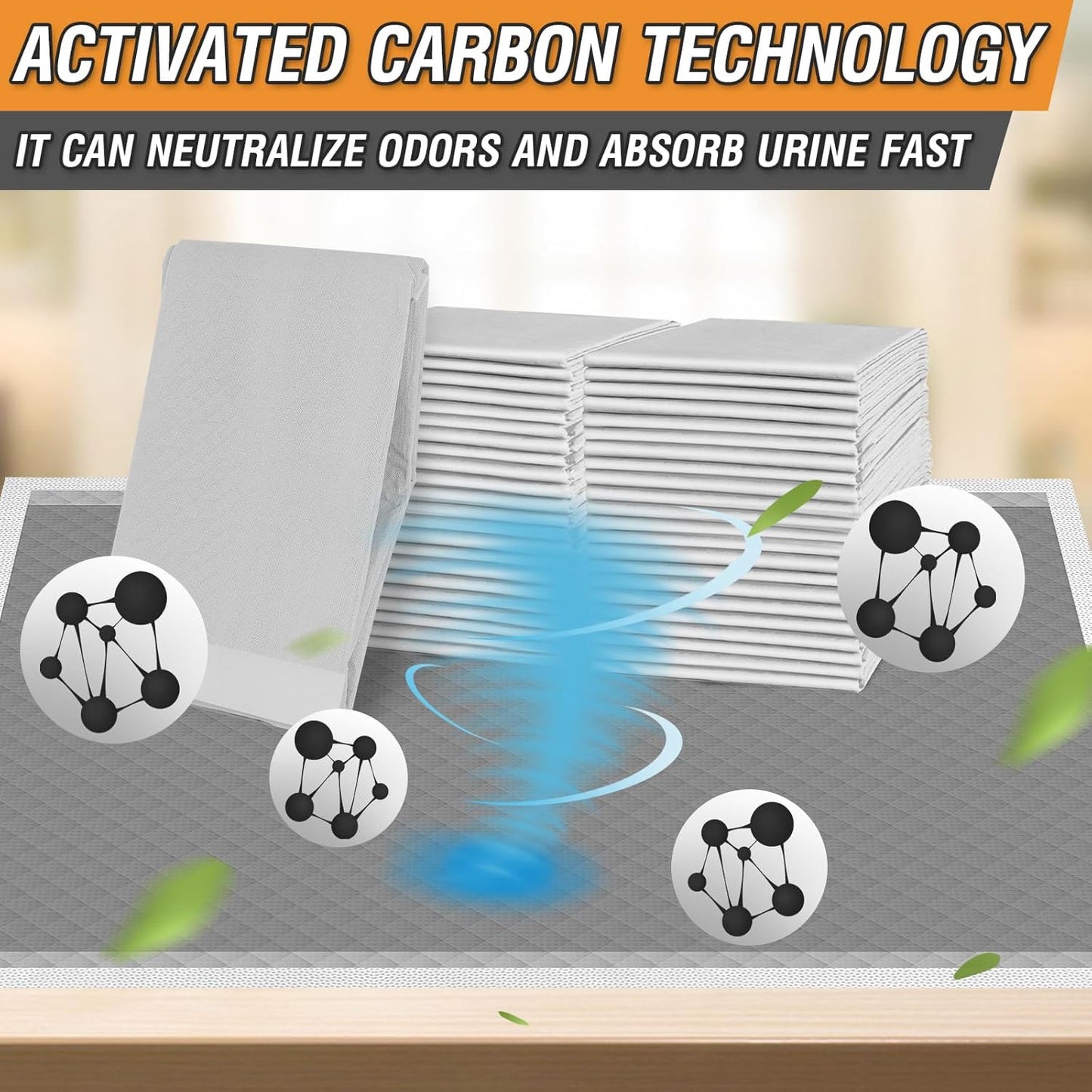 Charcoal Puppy Pads Extra Large 28"x34", 30 Count Activated Carbon Dog Pee Pads XL, Disposable Incontinence Pads for Dogs, Pet Training Pads for Doggies, Piddle Pads for Indoor & Outdoor Use