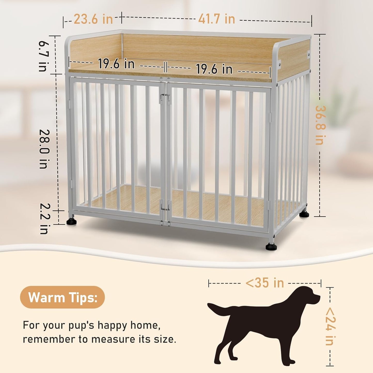 42inch Dog Crate Furniture, Medium Dog Kennel Indoor, Decorative Pet House End Table, Wooden Cage Kennel Indoor, Heavy Duty Dogs Crate Furniture for Large and Medium