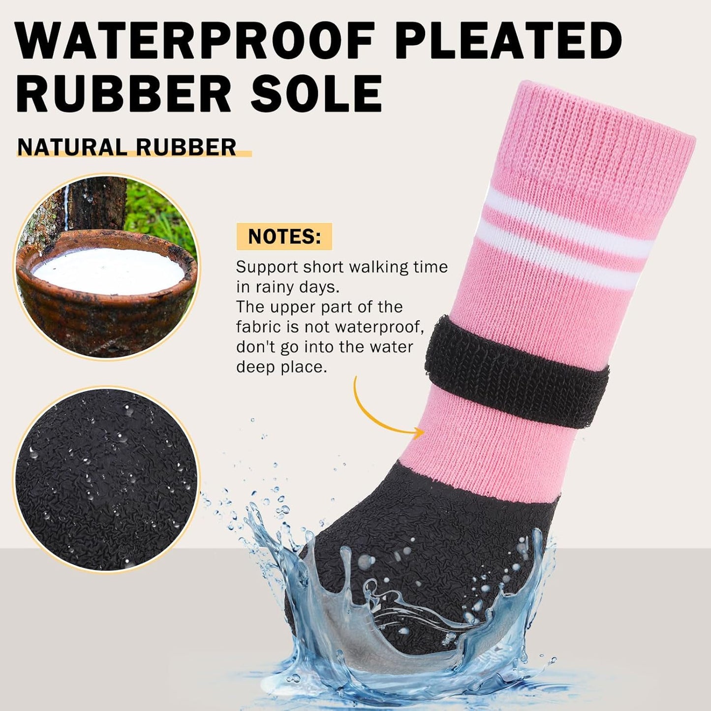 SCENEREAL Anti Slip Dog Boots & Paw Protectors for Hardwood Floor, Extended Dog Socks to Prevent Licking Paws, Waterproof Pet Snow Rain Shoe for Winter Large Senior Dogs, Pink XL