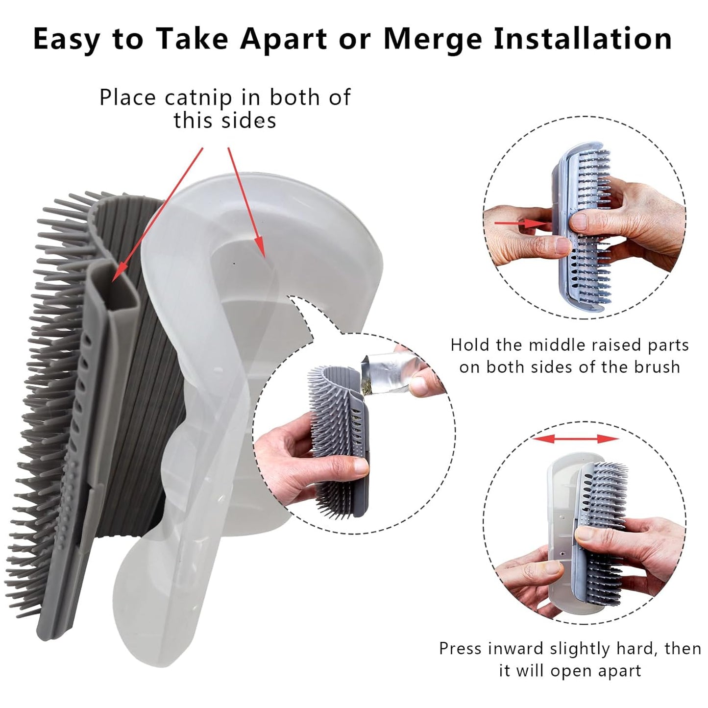 Cat Self Groomer, Extended (6.1"), 2 Pack, Pink, Wall Corner Self Grooming Brush for Indoor Cats, Kitten, Long Short Fur, Massage Comb