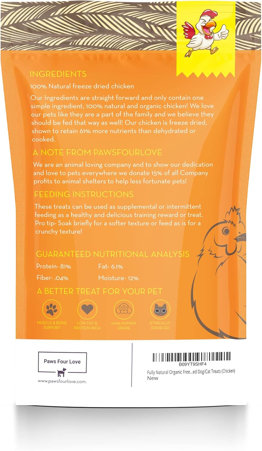 Organic Freeze Dried Dog & Cat Treats - Single Ingredient, Grain Free Food Toppers for Healthy Pets, No Fillers or Preservatives (1 Bag, Chicken)