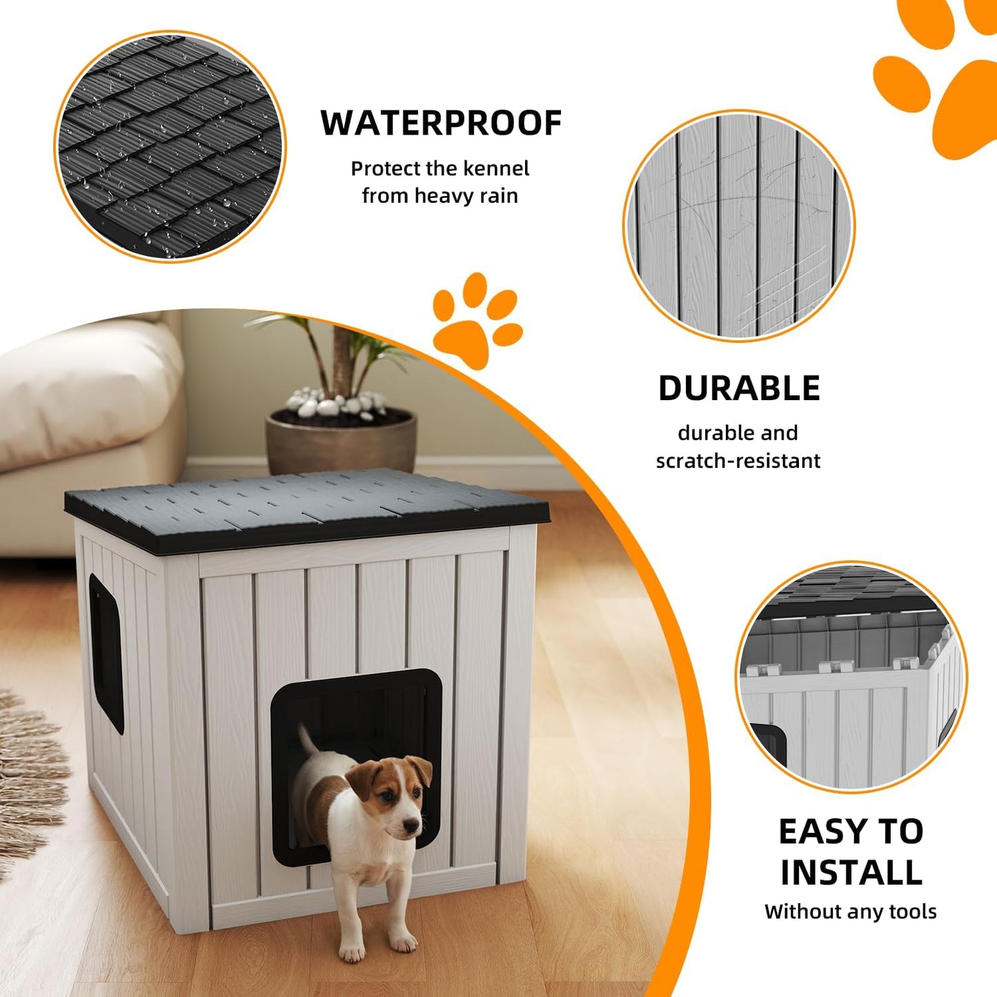 Dog House Small Dog Houses Outdoor with Sloped Roof Waterproof Ventilated Design Easy to Clean Elevated Floor Easy Assembly for Middle Sized Dogs