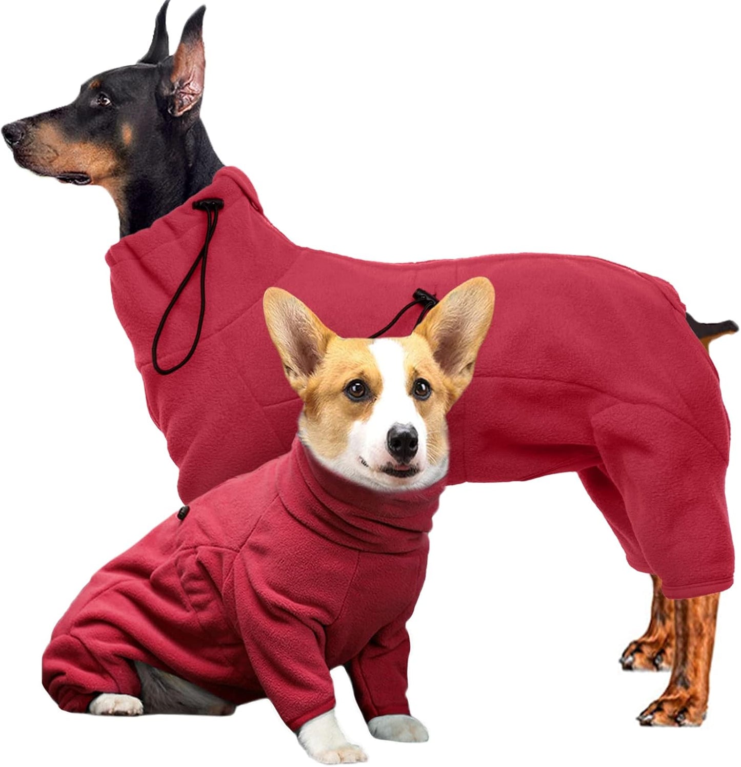 ROZKITCH Small Dog Winter Coat, Pet Windproof Warm Cold Weather Jacket Vest Cozy Jumpsuit Apparel Outfit Clothes for Small Medium Large Dog Walking Hiking Sleep Red XS