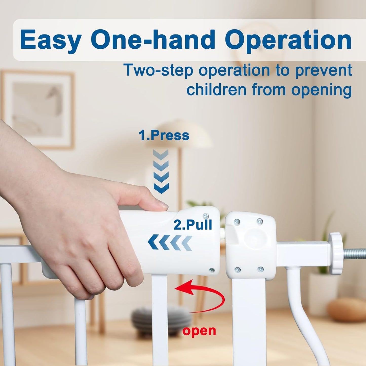 ALLAIBB Extra Wide Pressure Mounted Baby Gate Walk Through Child Kids Safety Toddler Tension White Long Large Pet Dog Gates with Extension for doorways Kitchen (52.76-62.2"/134-158cm, White)