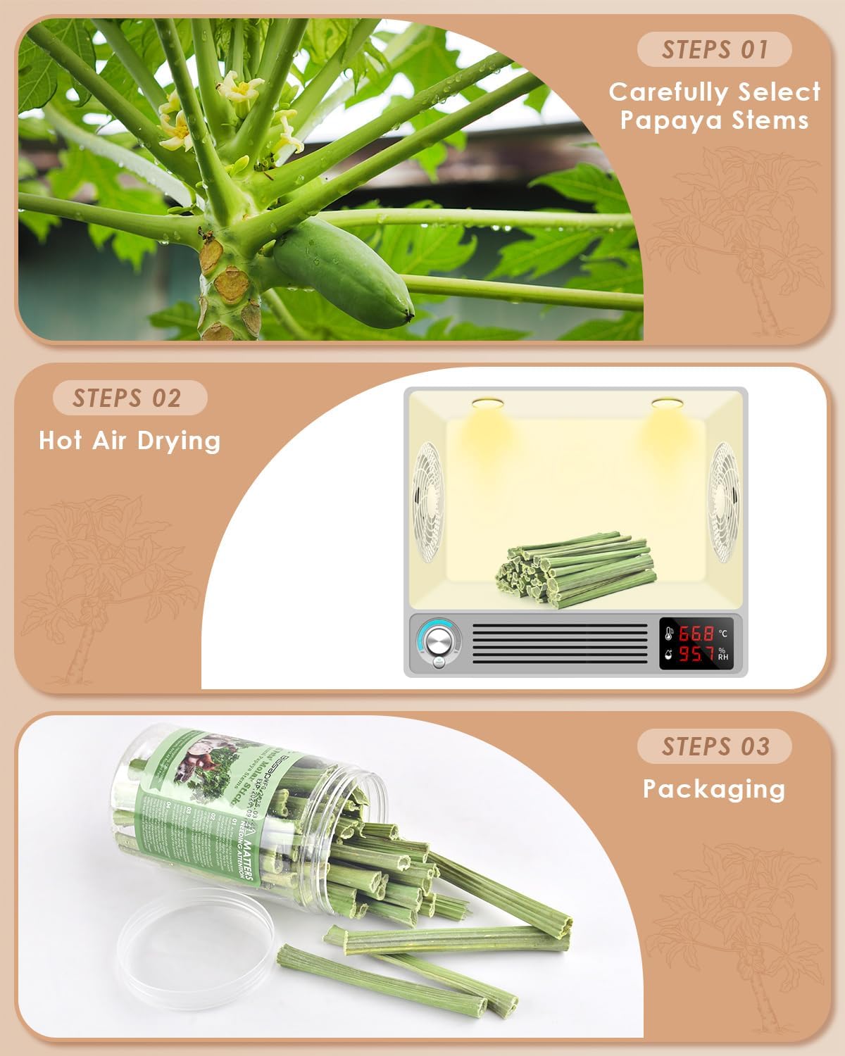 Bissap 50PCS Rabbit Chew Sticks, Natural Papaya Stems Bunny Chews Treats for Rabbits Hamsters Chinchillas Guinea Pigs Small Animals Organic Molar Chewing Snack