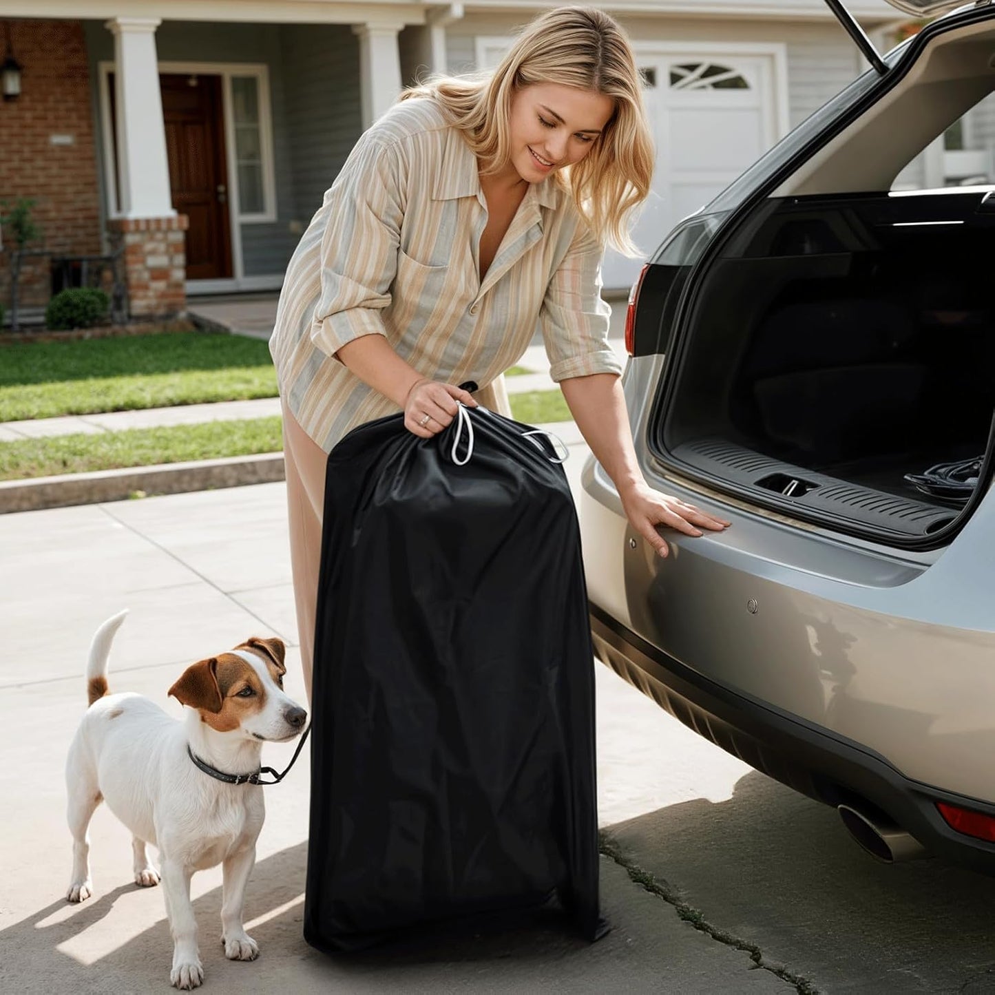 MoNiBloom Foldable Pet Stroller with Weather Cover, 3 Wheels Pet Strolling Cart for Small/Medium Dogs and Cats with Storage Basket and Cup Holder, Breathable and Visible Mesh for All-Season, Black