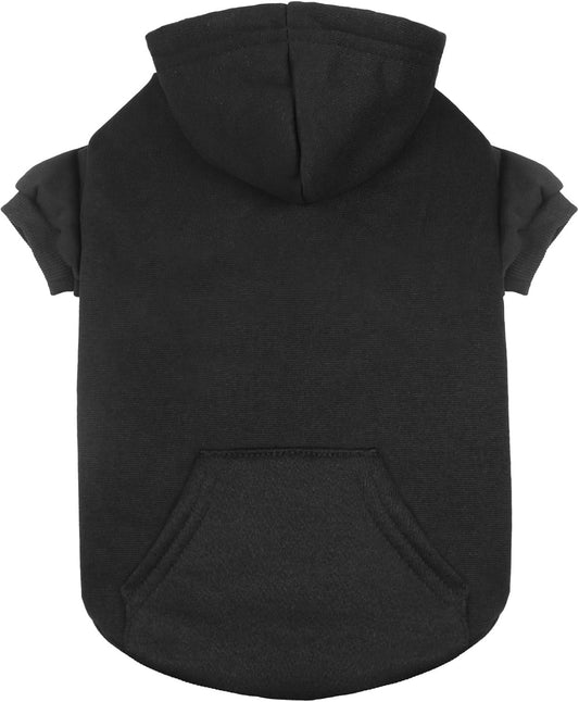 Dog Sweaters for Medium Dogs Dog Hoodie Pet Sweater Soft Solid Brushed Fleece Pet Clothes Hoodie Sweatshirt with Pocket(Black-M)